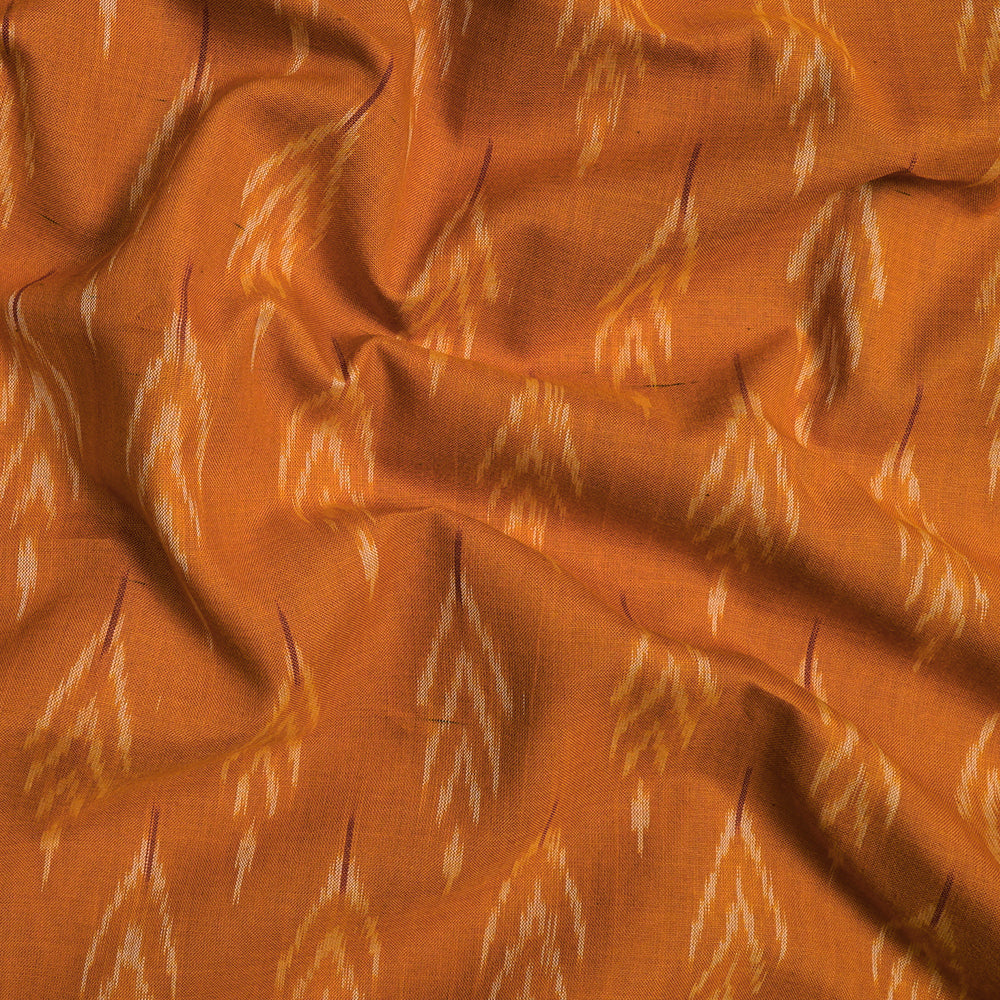 Mustard Color Washed Mercerized Woven Ikat Cotton Fabric