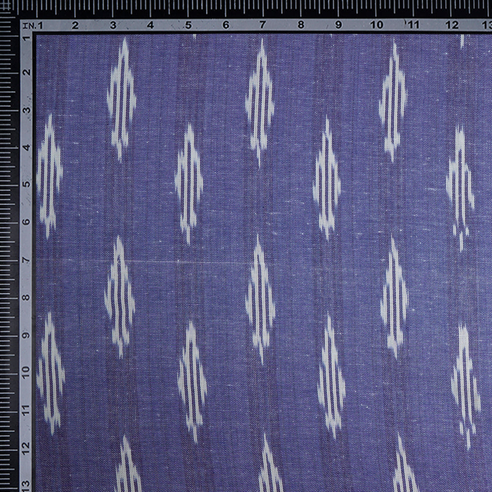 Blue Color Washed Woven Ikat Cotton Fabric