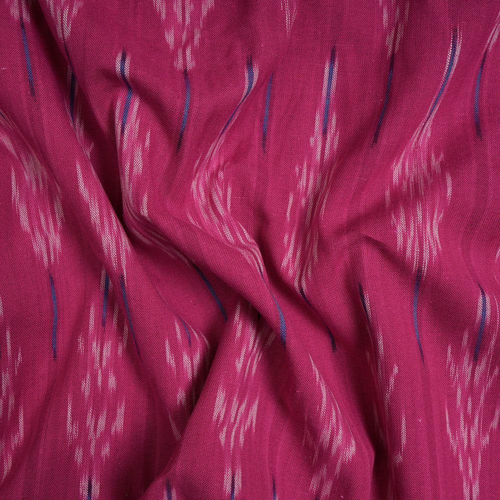 Pink Color Washed Woven Ikat Cotton Fabric