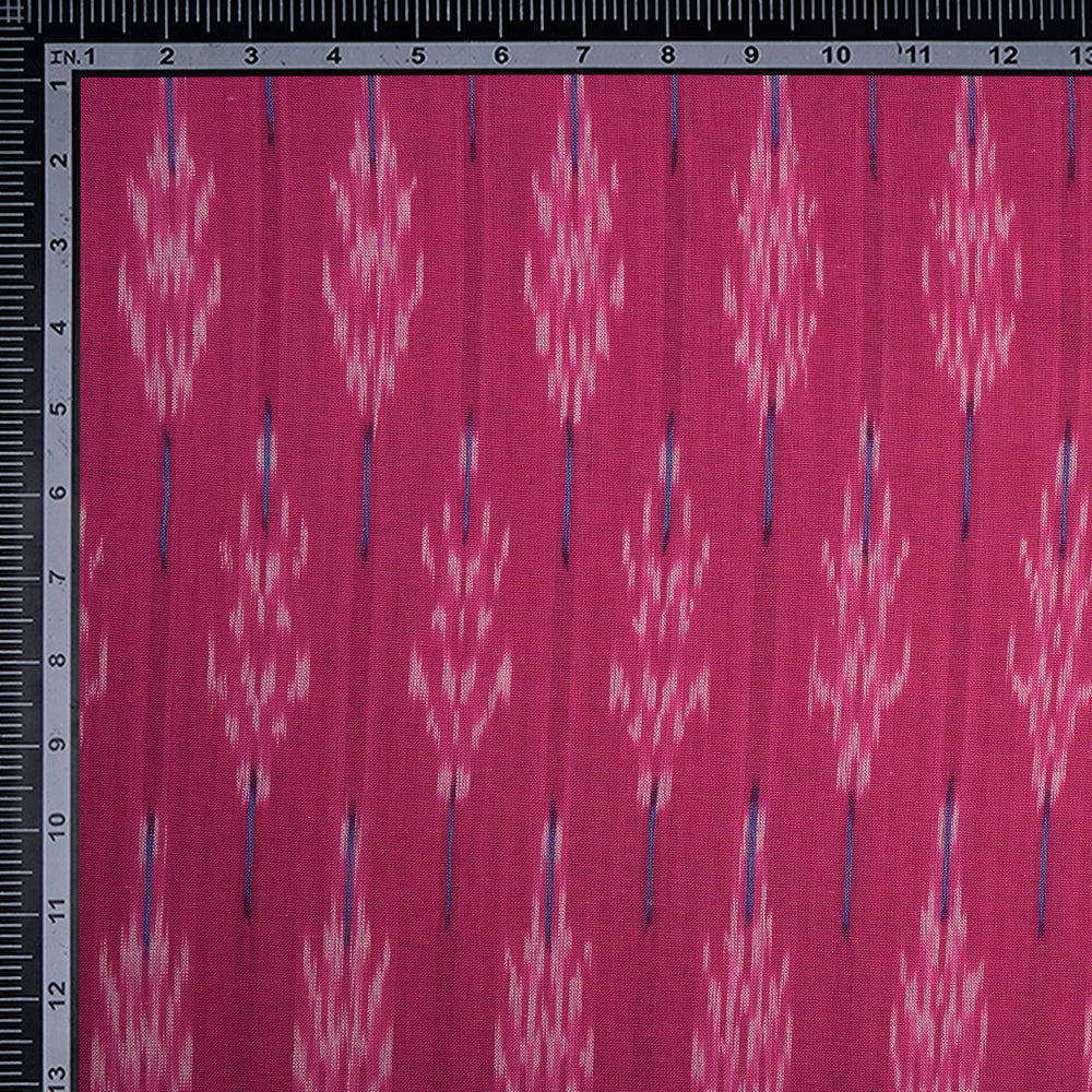 Pink Color Washed Woven Ikat Cotton Fabric