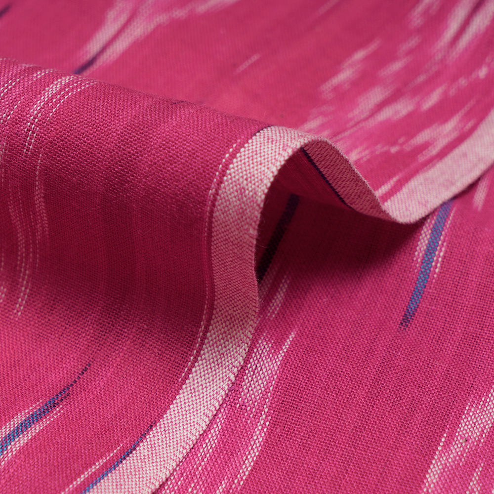 Pink Color Washed Woven Ikat Cotton Fabric