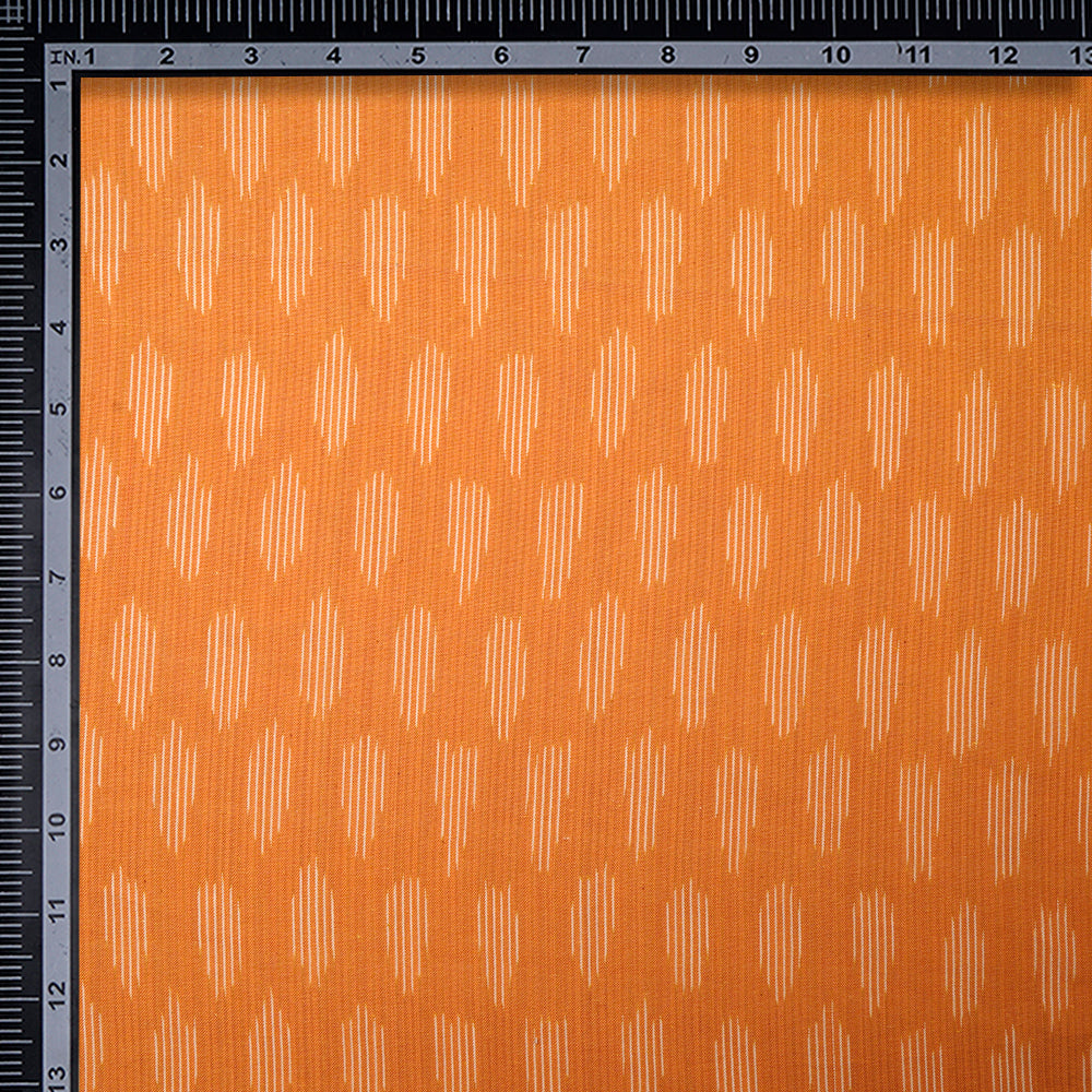 Dark Yellow Color Washed Woven Ikat Cotton Fabric