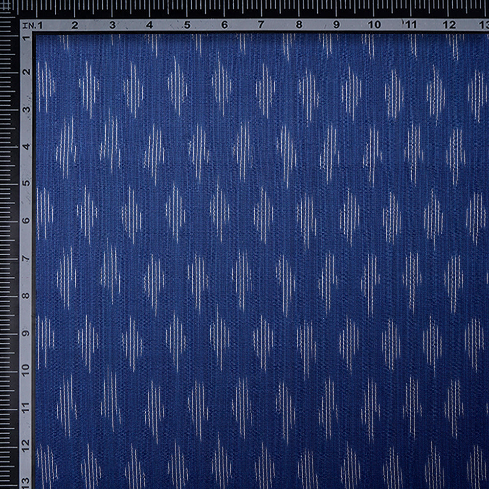 Blue Color Washed Woven Ikat Cotton Fabric