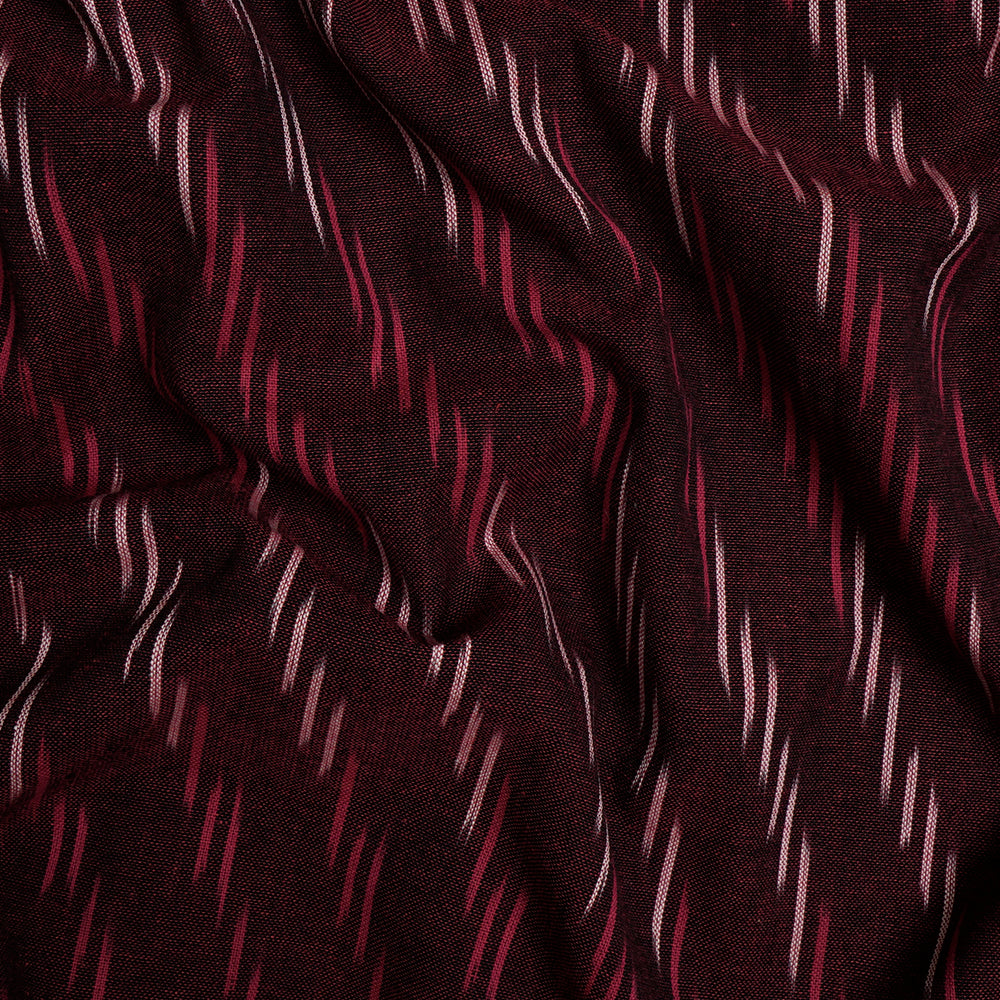 Dried Blood Color Washed Woven Ikat Cotton Fabric