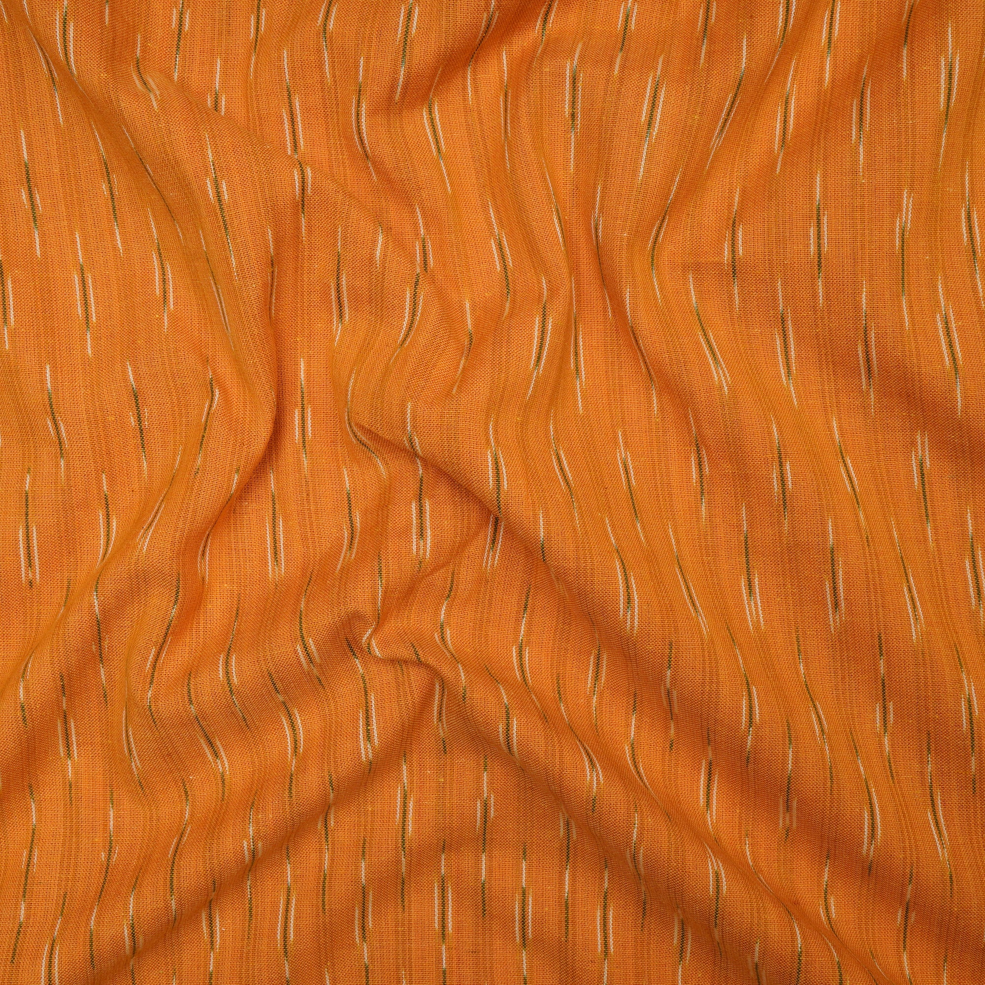 Neon Orange Washed Woven Ikat Cotton Fabric