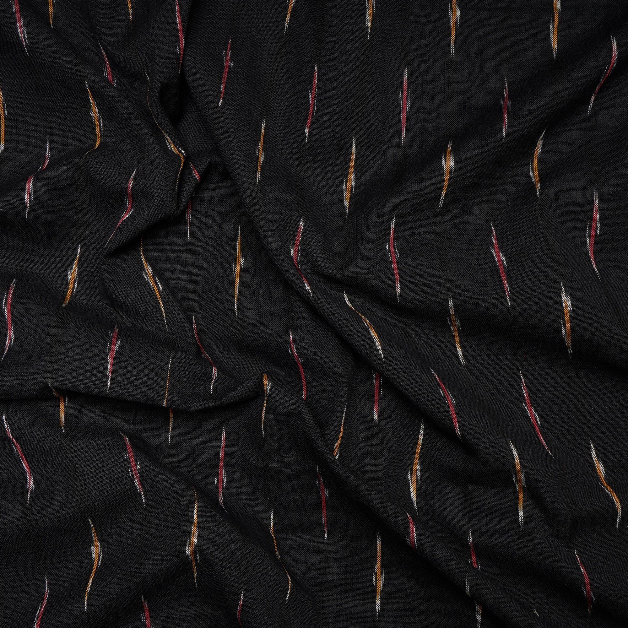 Black Washed Woven Ikat Cotton Fabric