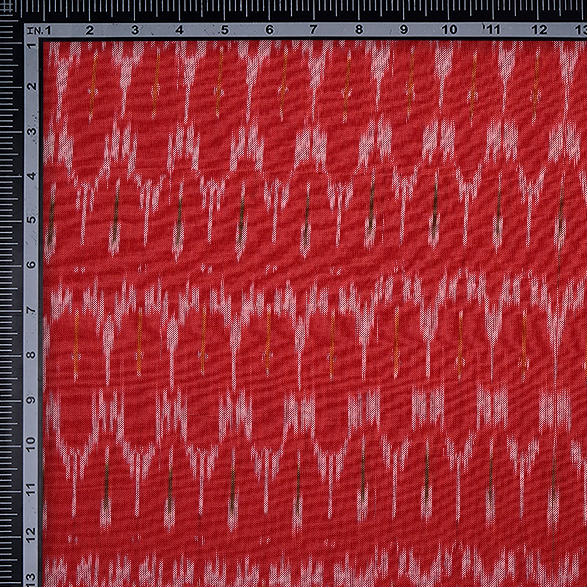 Cherry Red Washed Woven Ikat Cotton Fabric