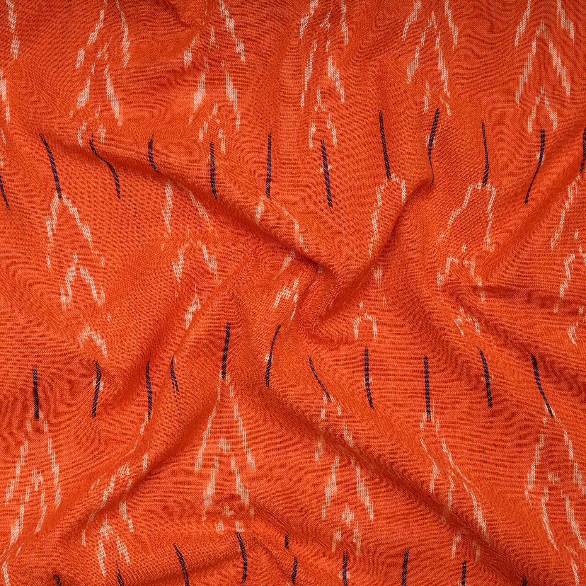 Orange Washed Woven Ikat Cotton Fabric