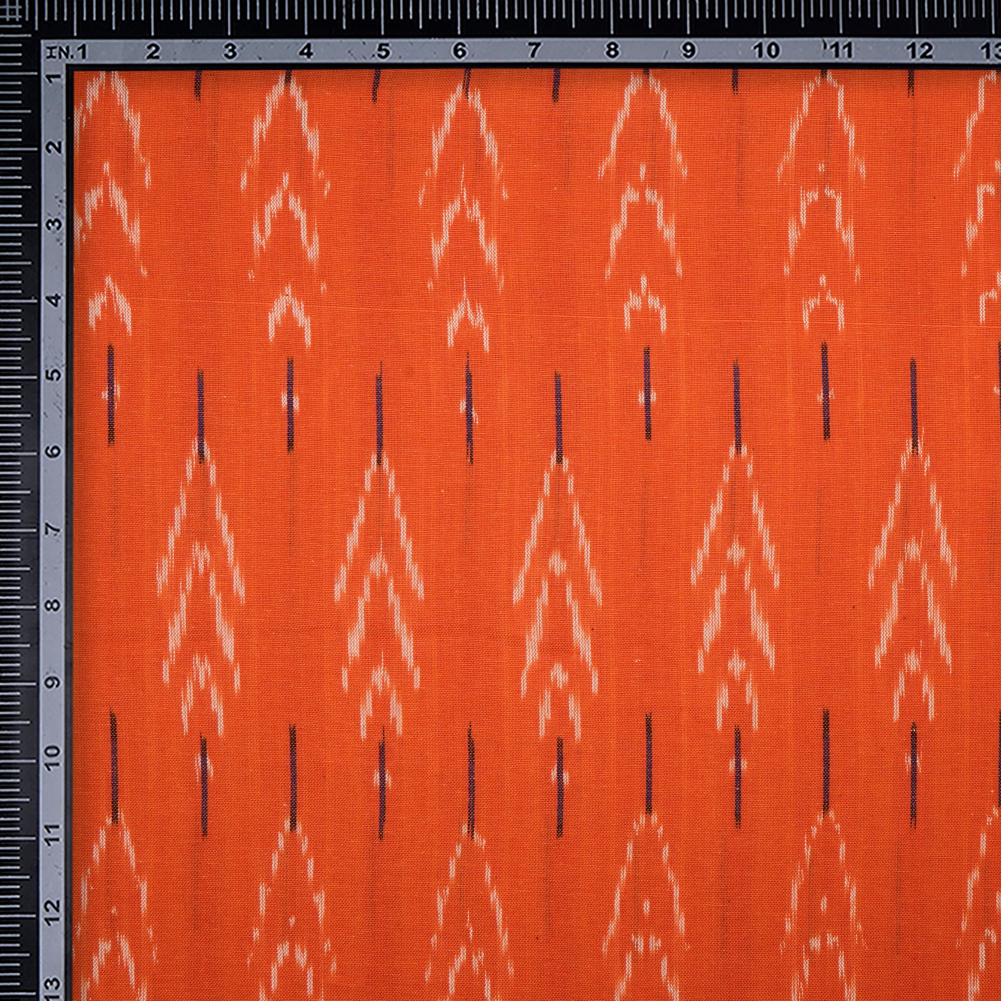Orange Washed Woven Ikat Cotton Fabric
