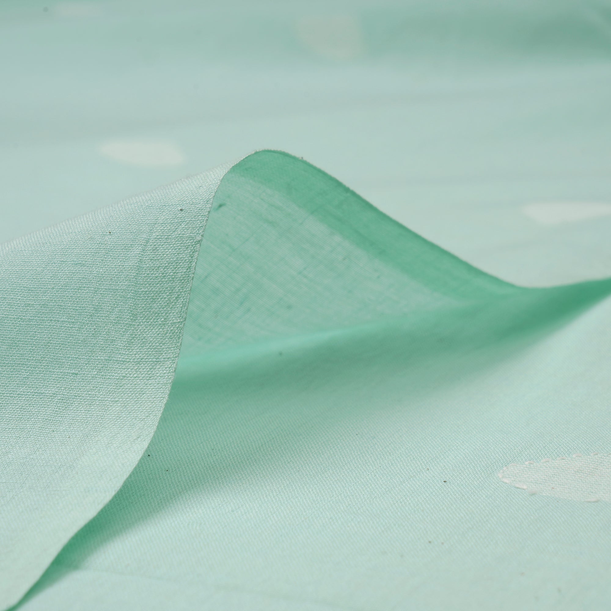 Sea Green Jamdani Fine Cotton Handloom Fabric