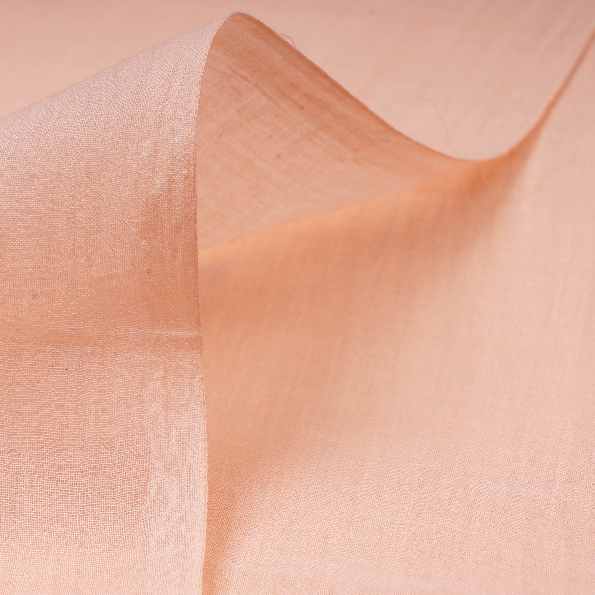 Peach Jamdani Fine Handwoven Cotton Fabric
