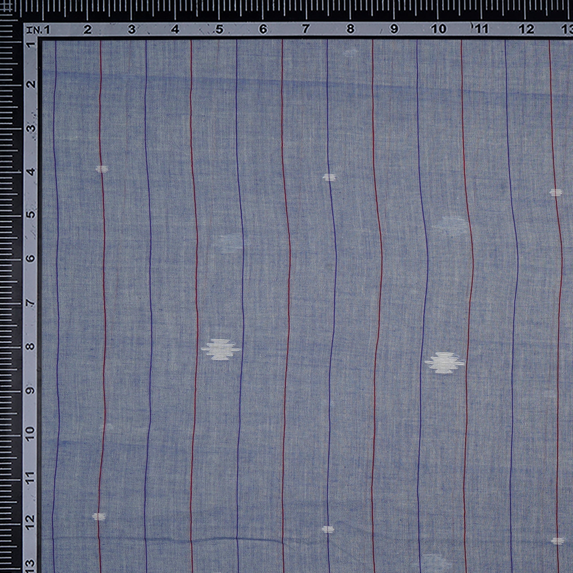 Grey Blue Striped Pattern Jamdani Fine Handwoven Cotton Fabric