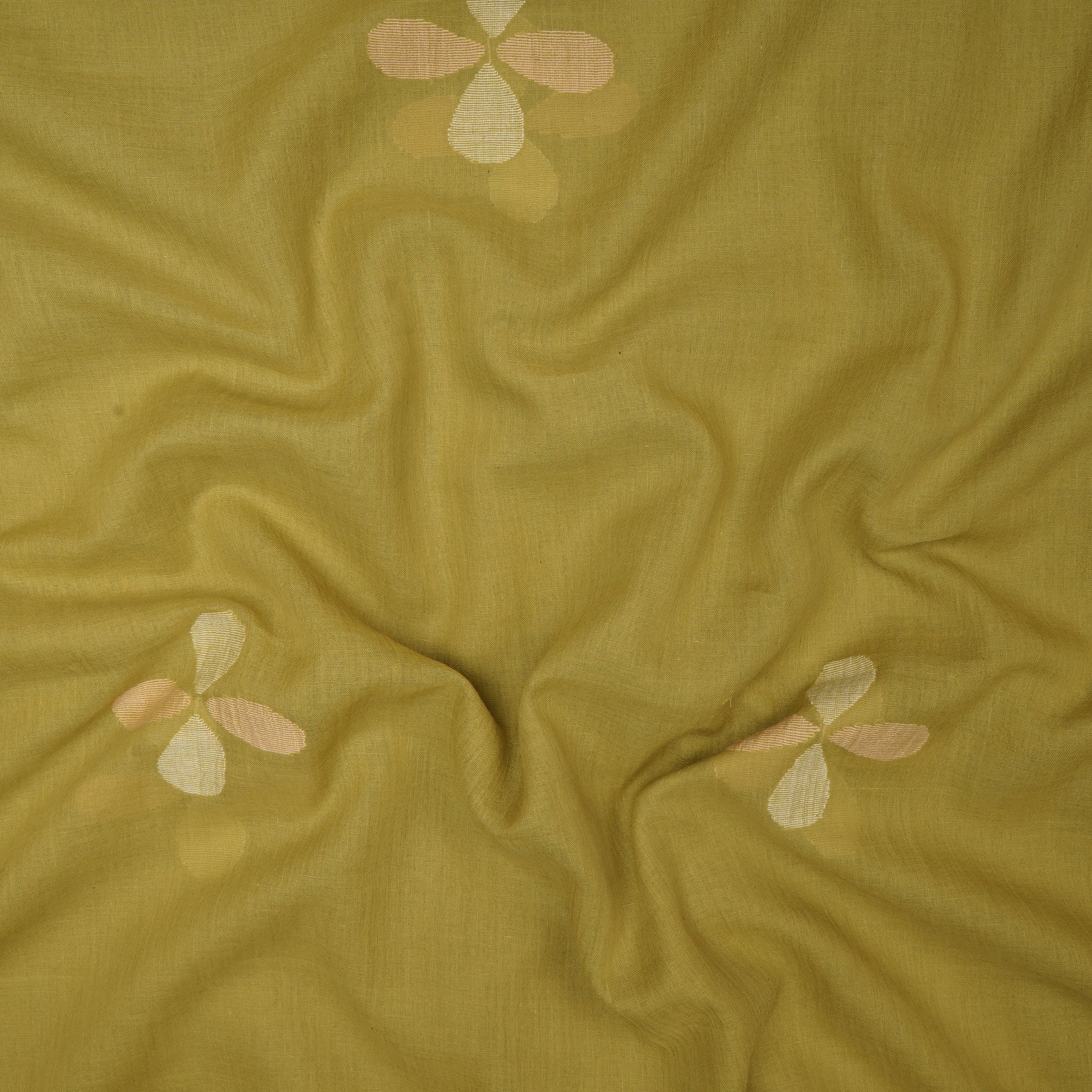 Green Jamdani Handwoven Fine Cotton Fabric