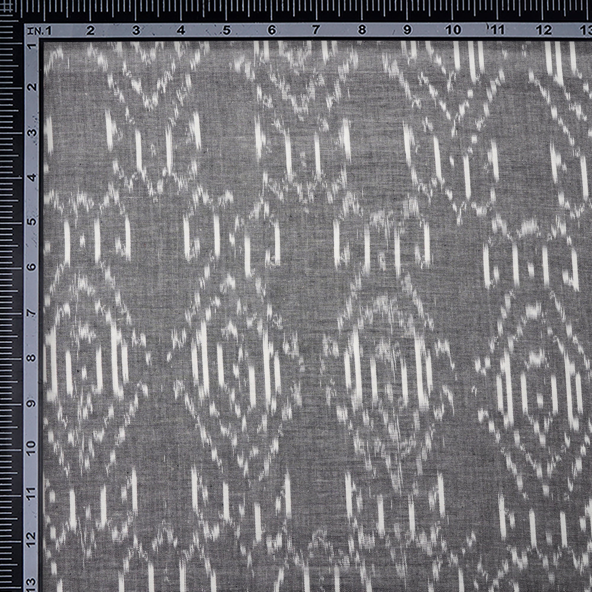 Grey-White 2/60 Washed Woven Ikat Cotton Fabric