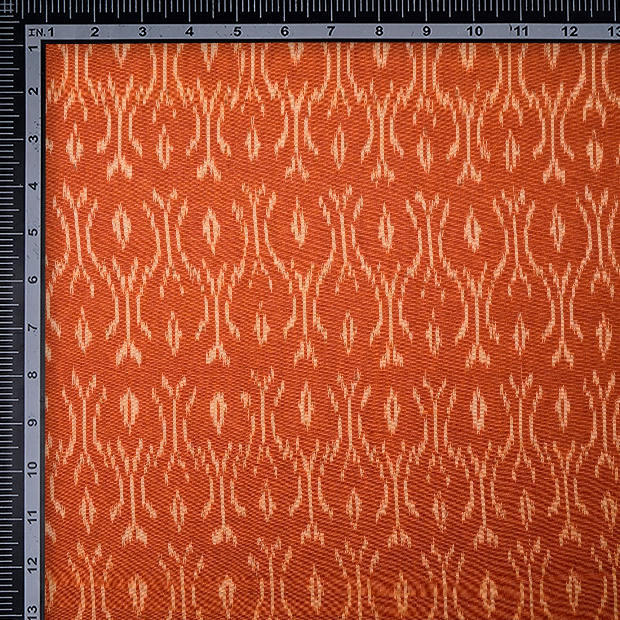 Orange 2/60 Washed Woven Ikat Cotton Fabric