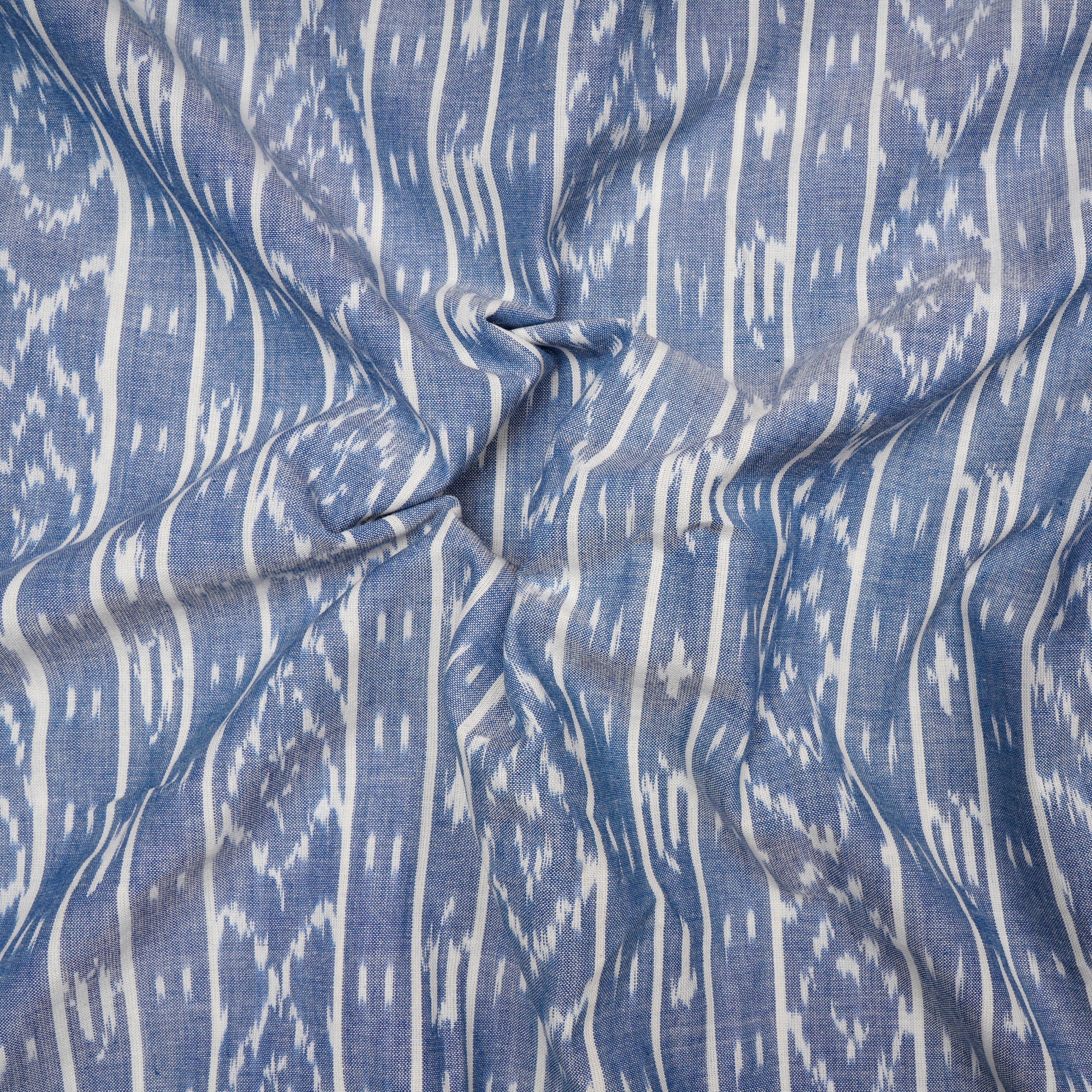 Ice Wash-White 2/60 Washed Woven Ikat Cotton Fabric