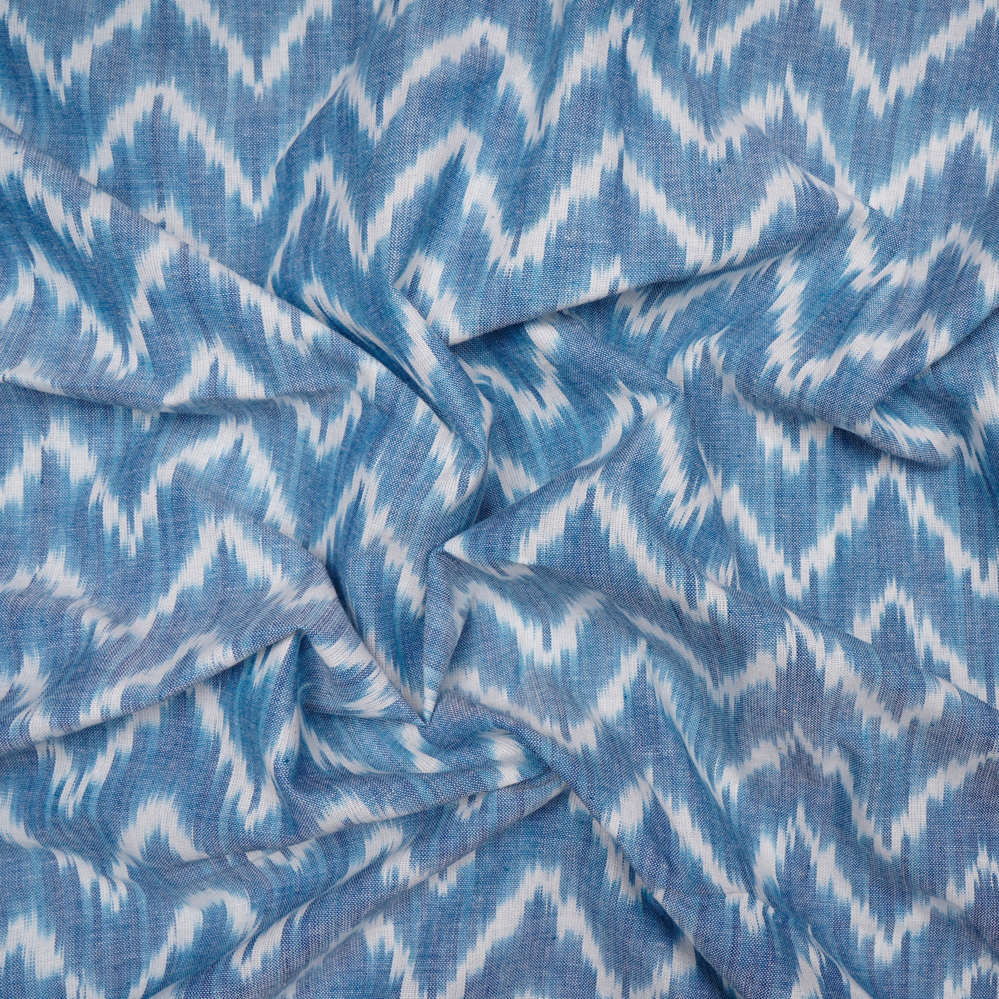 Ice Wash-White 2/60 Washed Woven Ikat Cotton Fabric