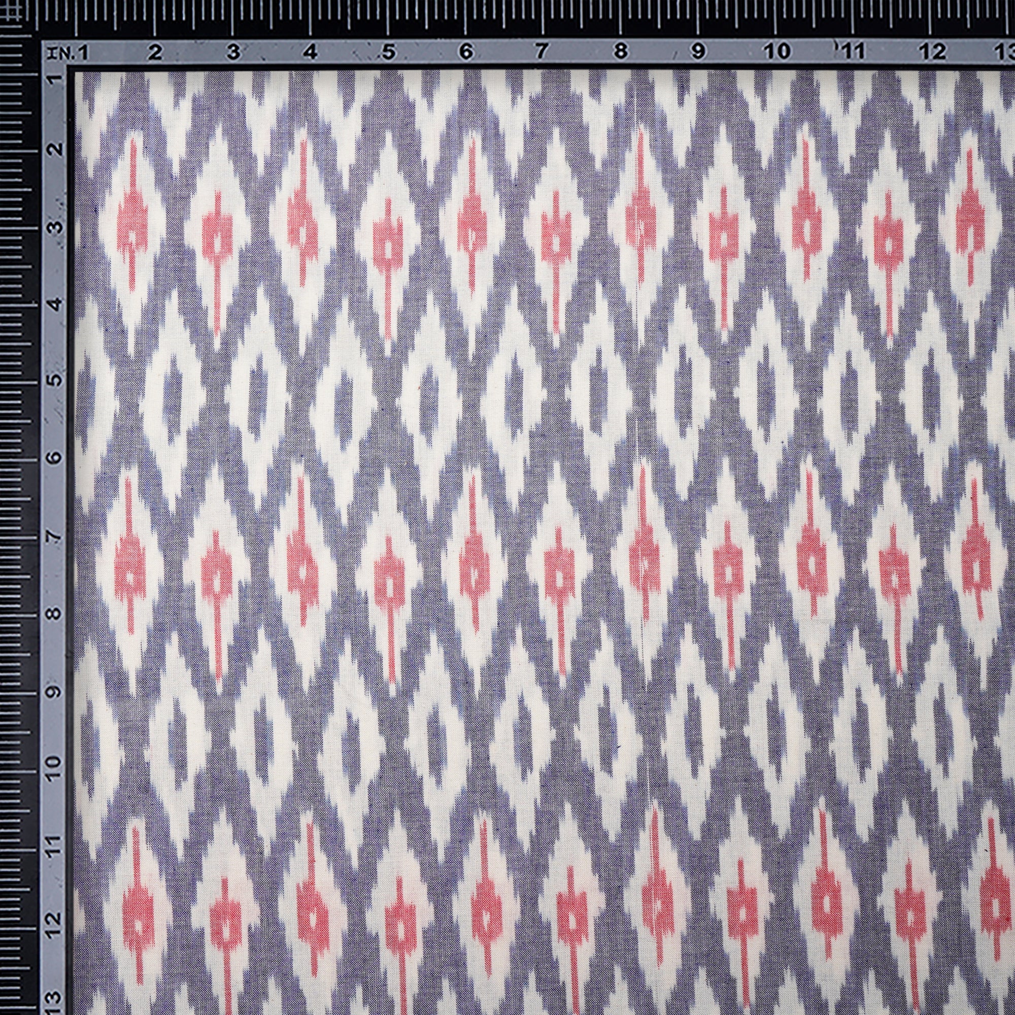 White-Blue 2/60 Washed Woven Ikat Cotton Fabric
