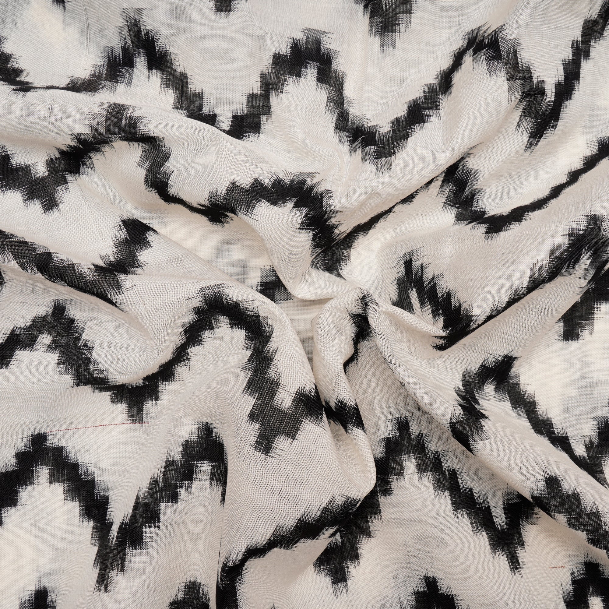 White-Black Washed Handwoven Teliarumal Double Ikat Fine Cotton Fabric