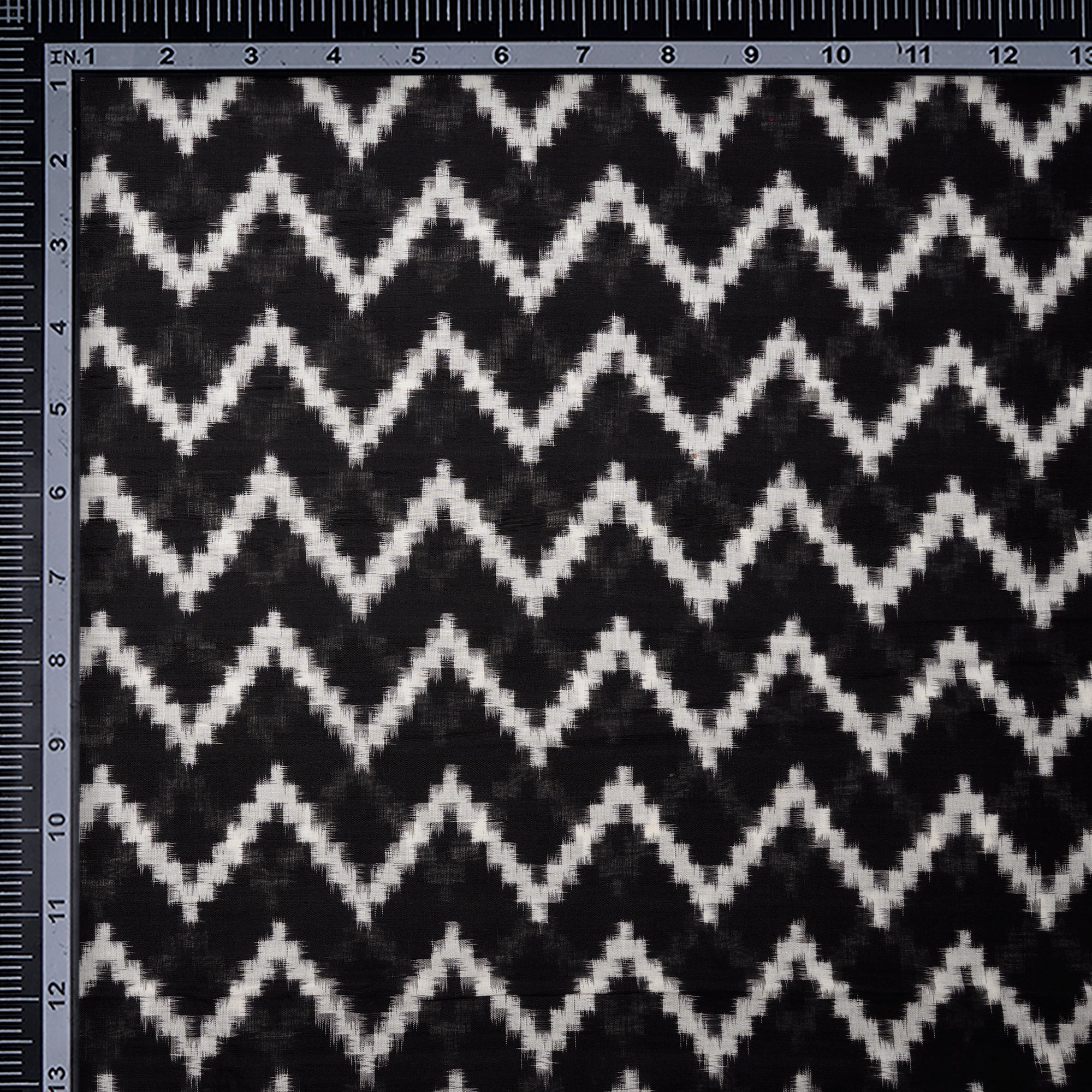 Black-White Handwoven Teliarumal Double Ikat Fine Cotton Fabric