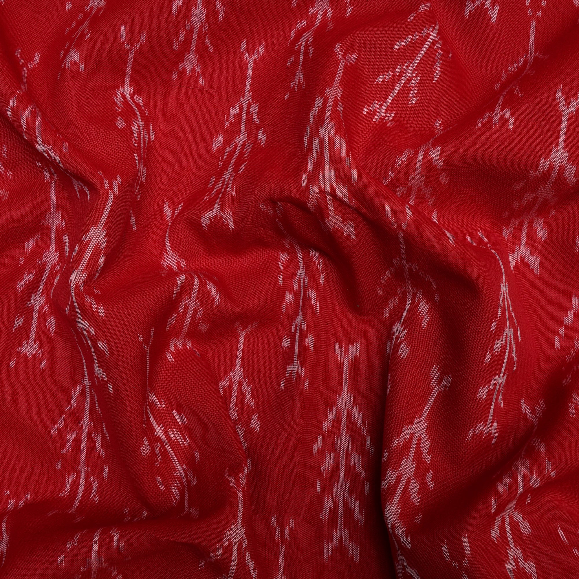 Red 2/120 Mercerized Washed Woven Ikat Cotton Fabric