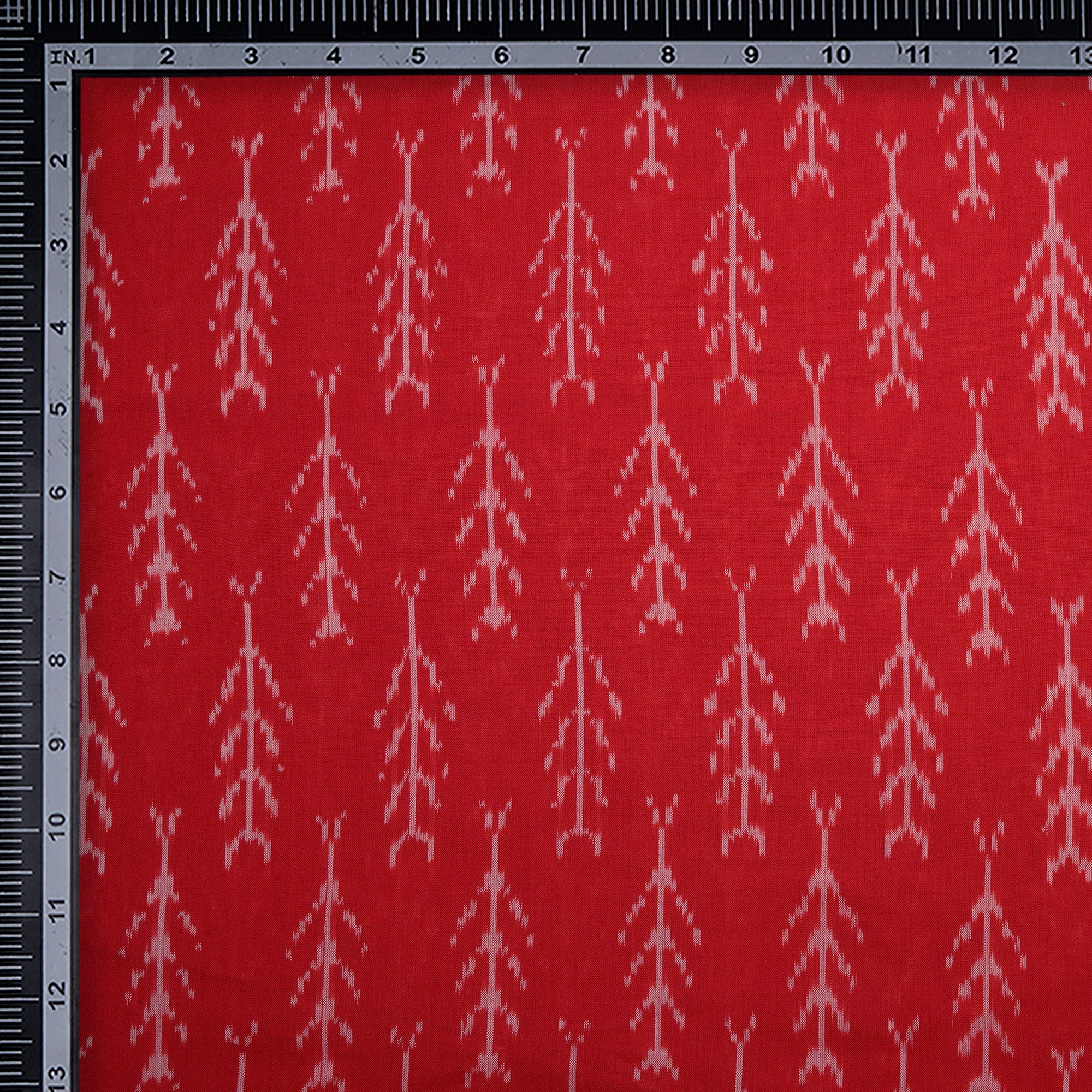 Red 2/120 Mercerized Washed Woven Ikat Cotton Fabric