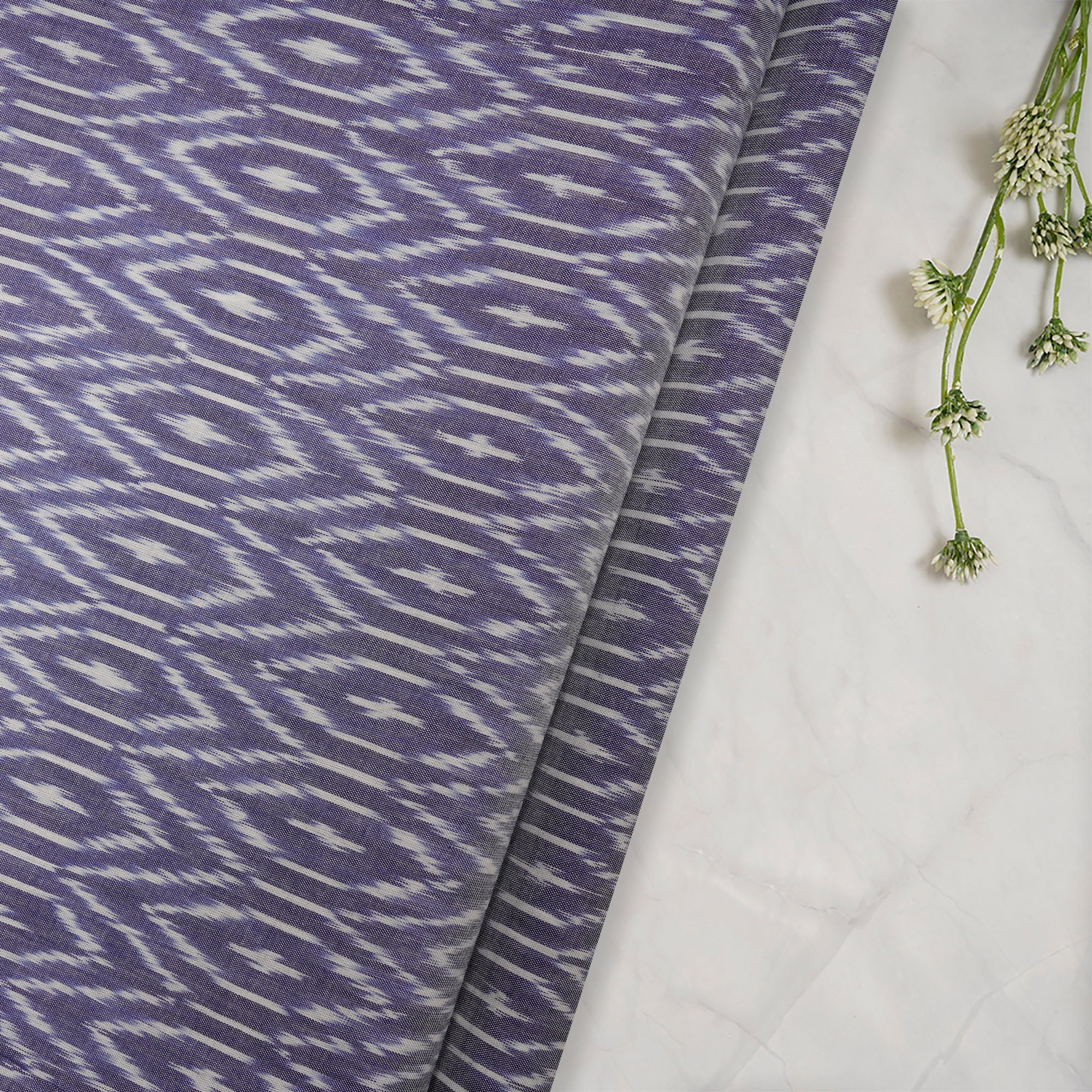 Light Purple 2/120 Mercerized Washed Woven Ikat Cotton Fabric
