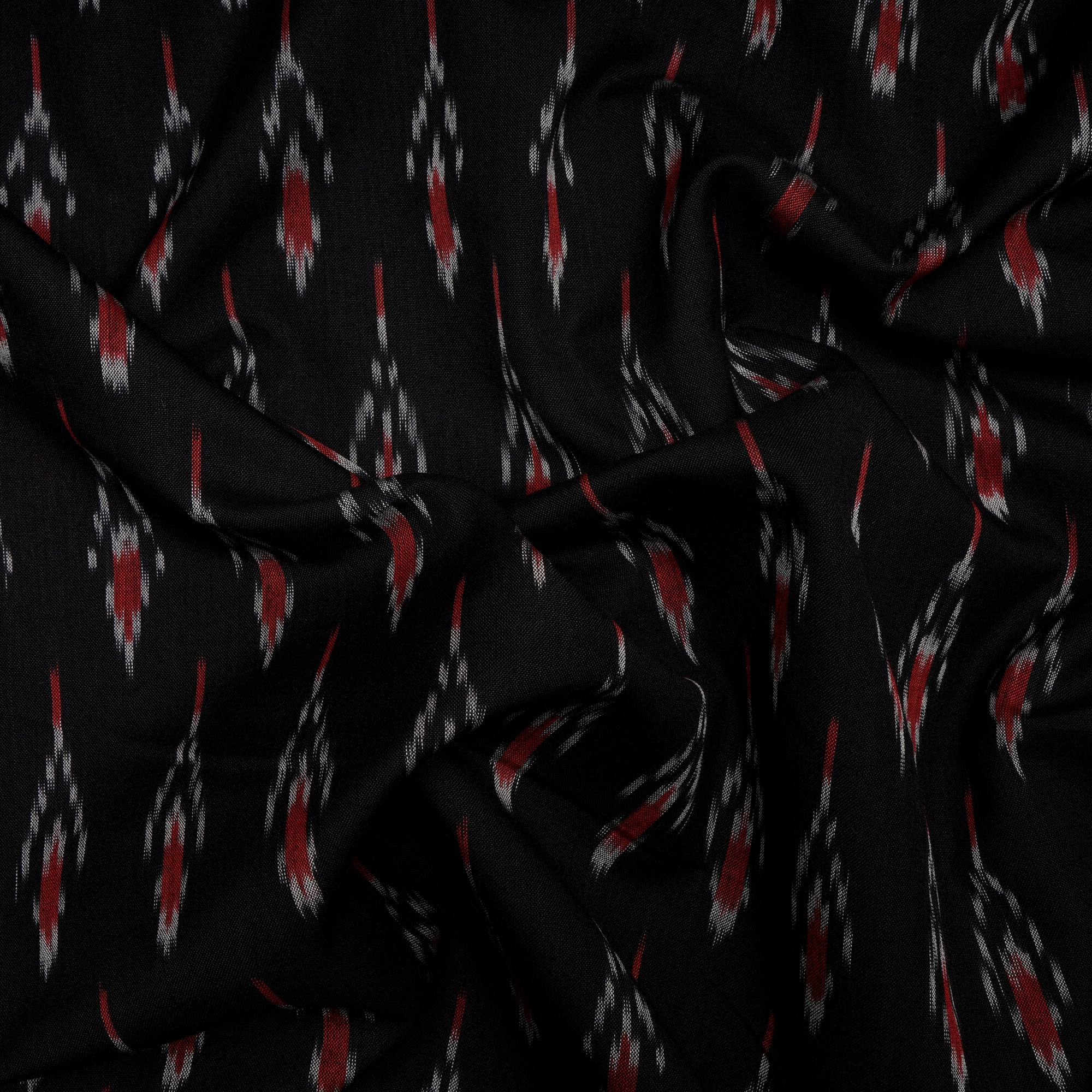 Black 2/120 Mercerized Washed Woven Ikat Cotton Fabric