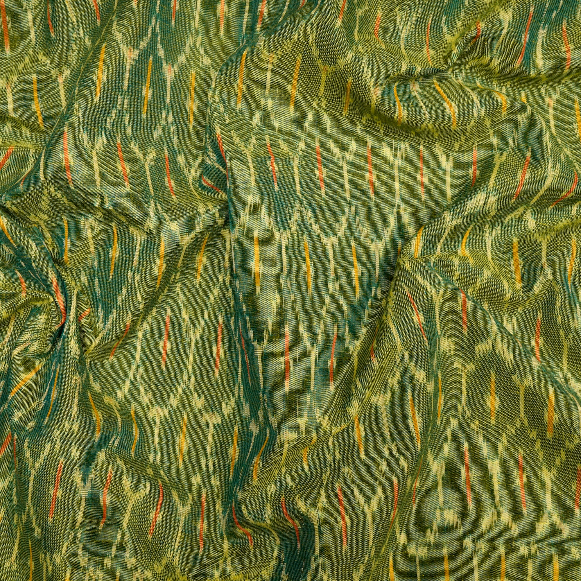 Lime Green 2/120 Mercerized Washed Woven Ikat Cotton Fabric