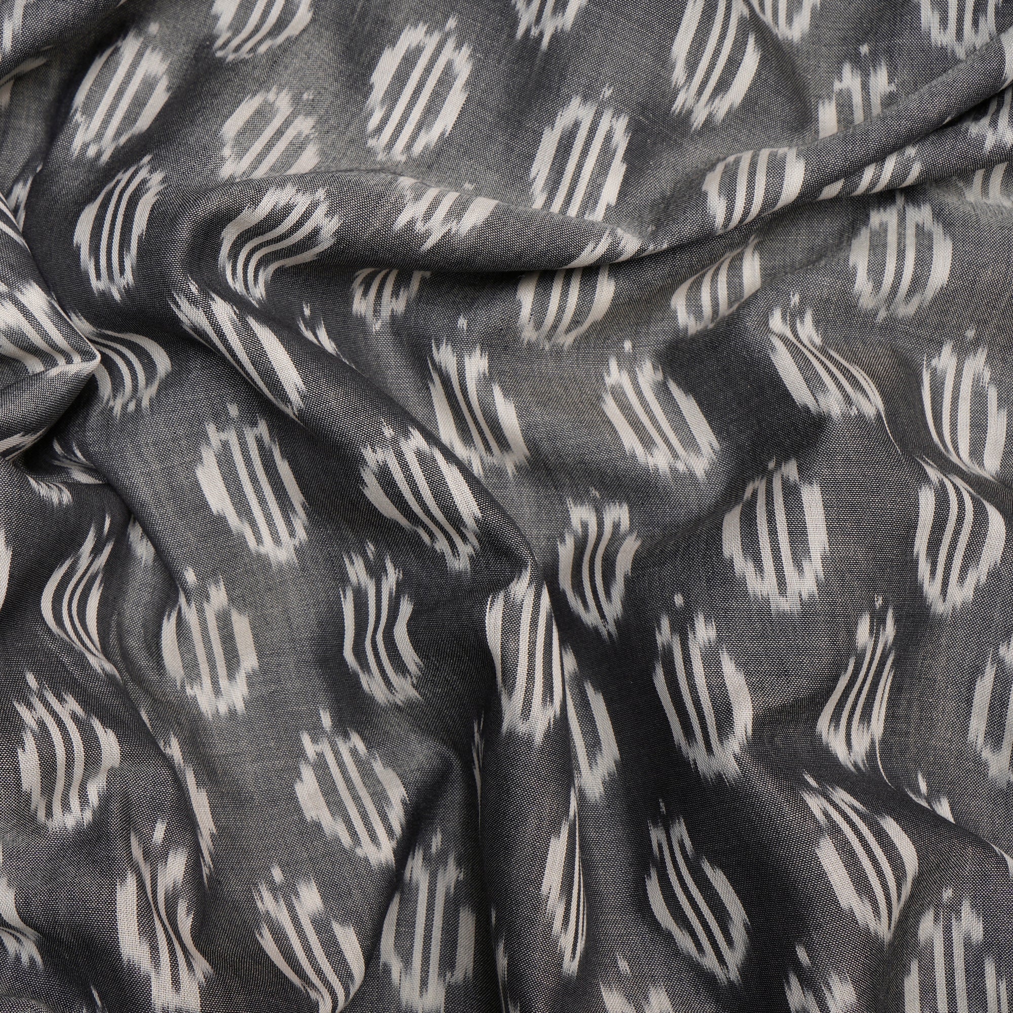 Light Grey 2/120 Mercerized Washed Woven Ikat Cotton Fabric