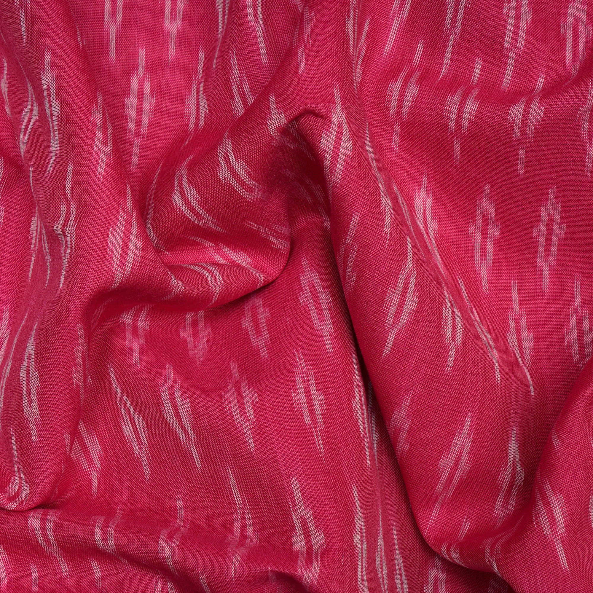 Rani Pink 2/120 Mercerized Washed Woven Ikat Cotton Fabric