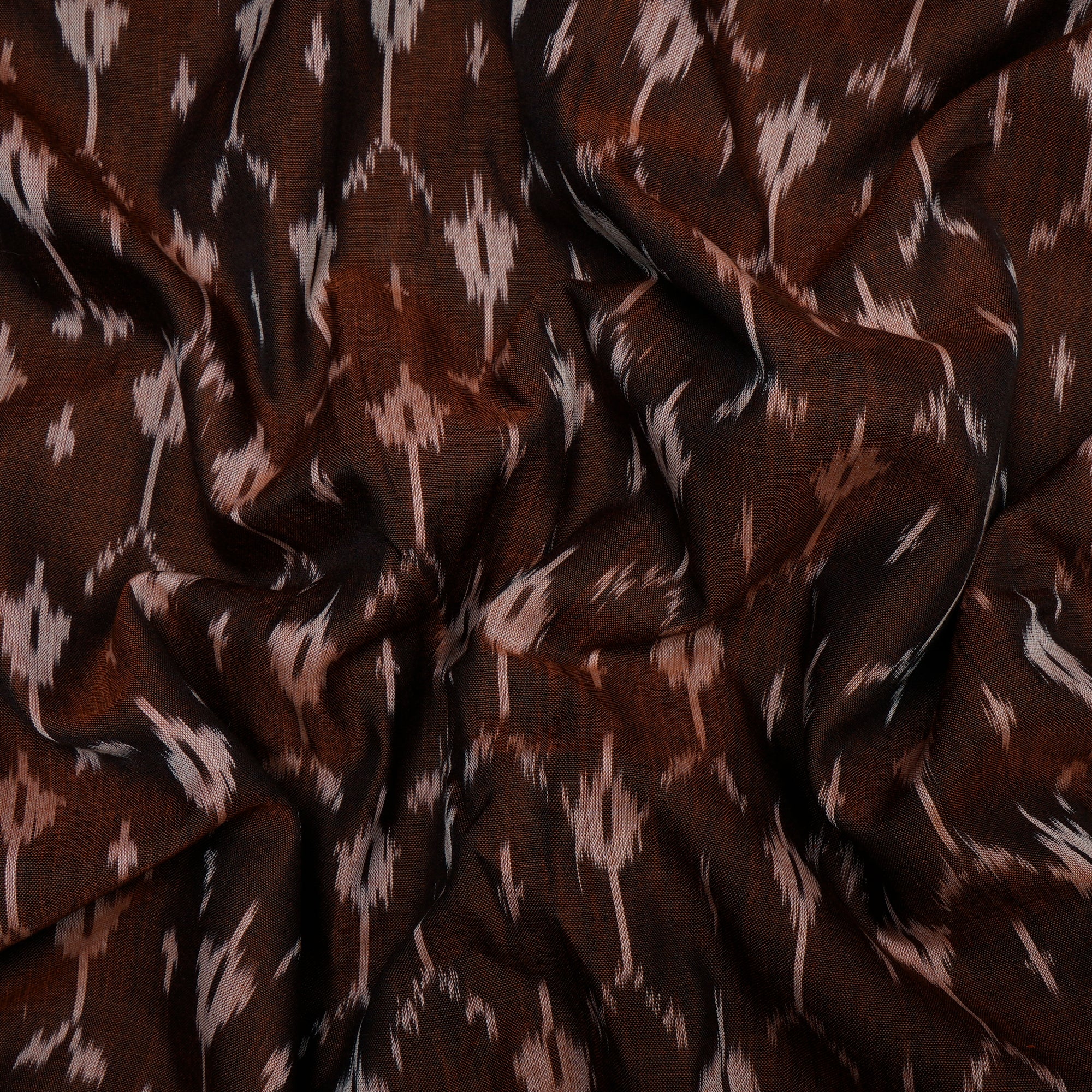 Chocolate Brown 2/120 Mercerized Washed Woven Ikat Cotton Fabric