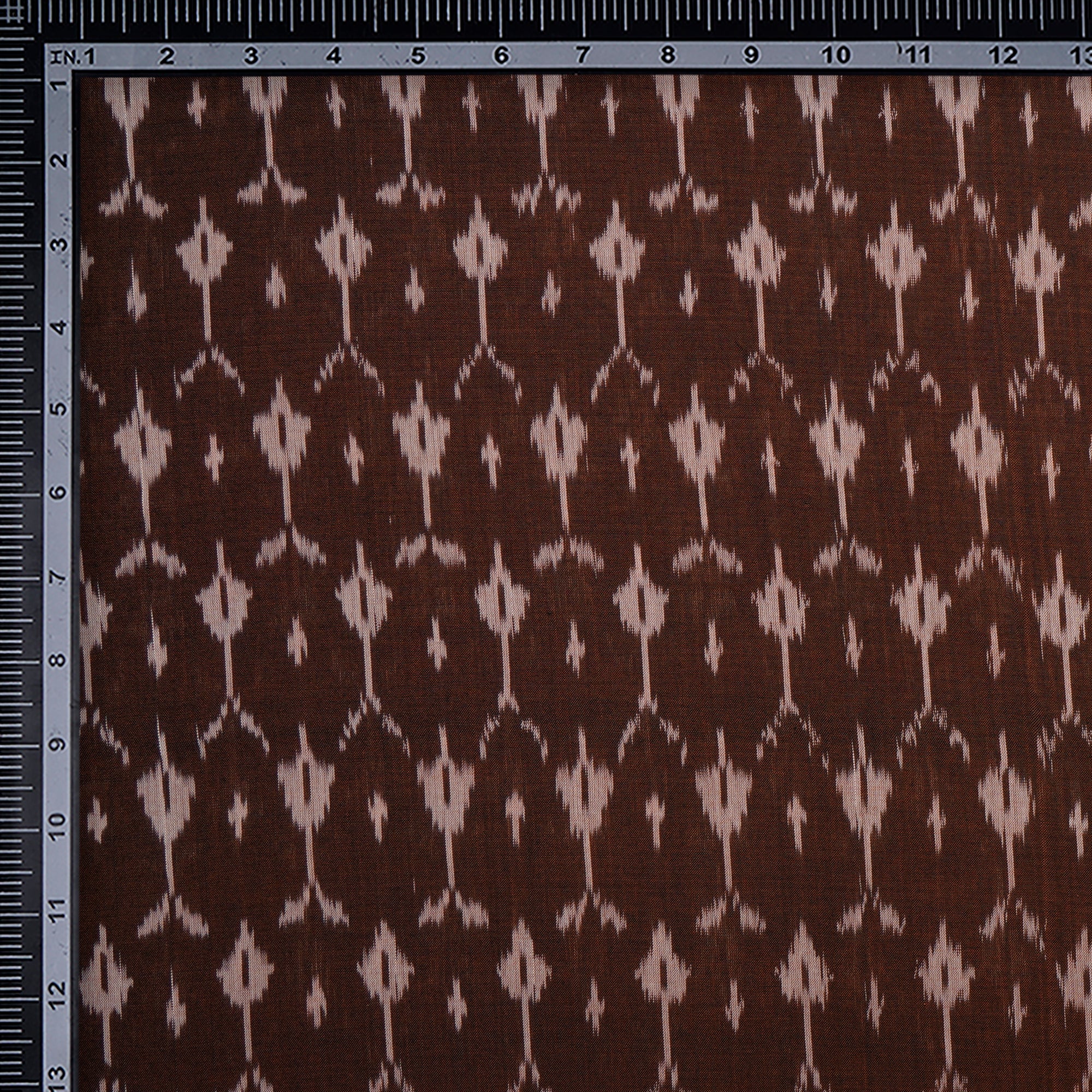 Chocolate Brown 2/120 Mercerized Washed Woven Ikat Cotton Fabric