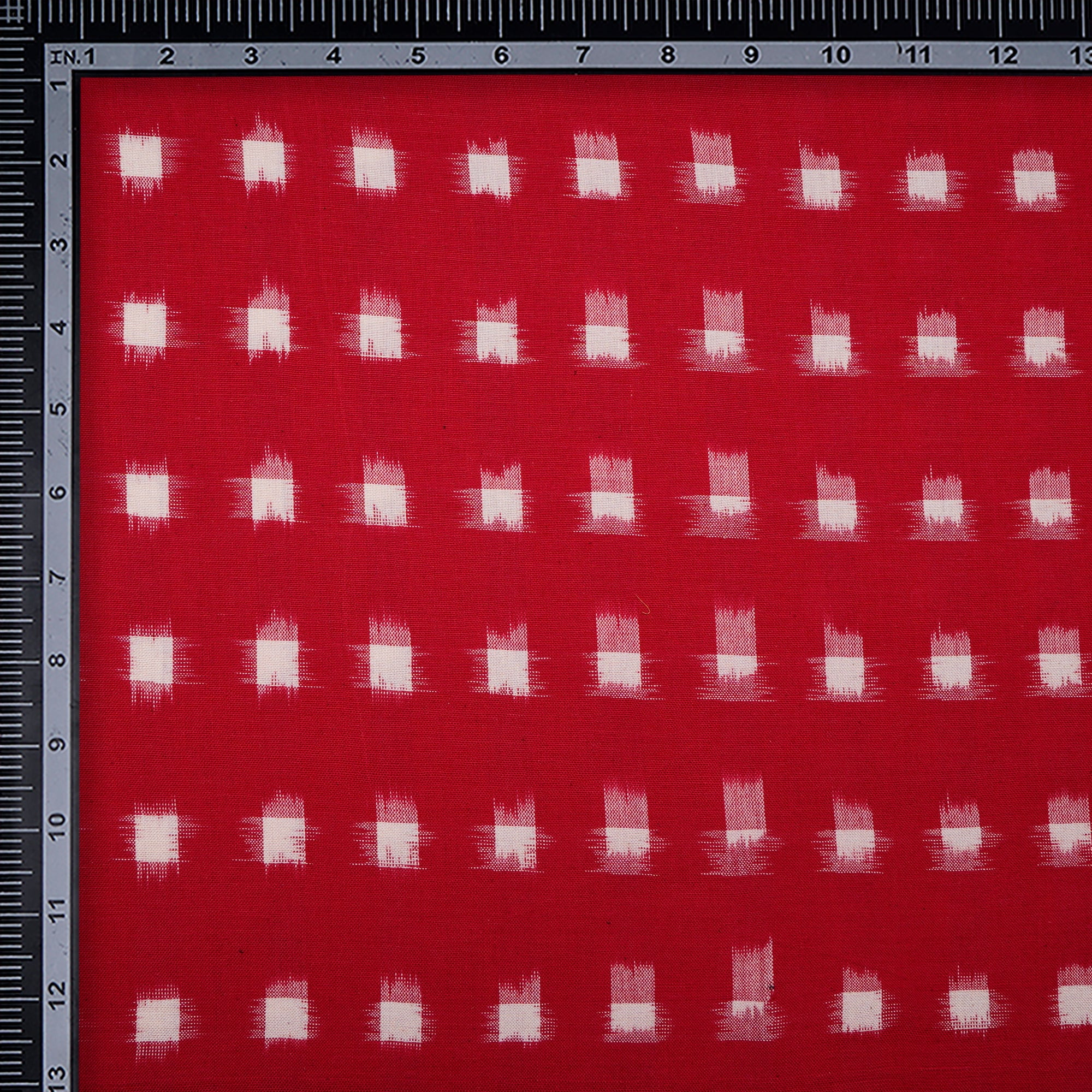 Red-White Washed Woven Double Ikat Cotton Fabric