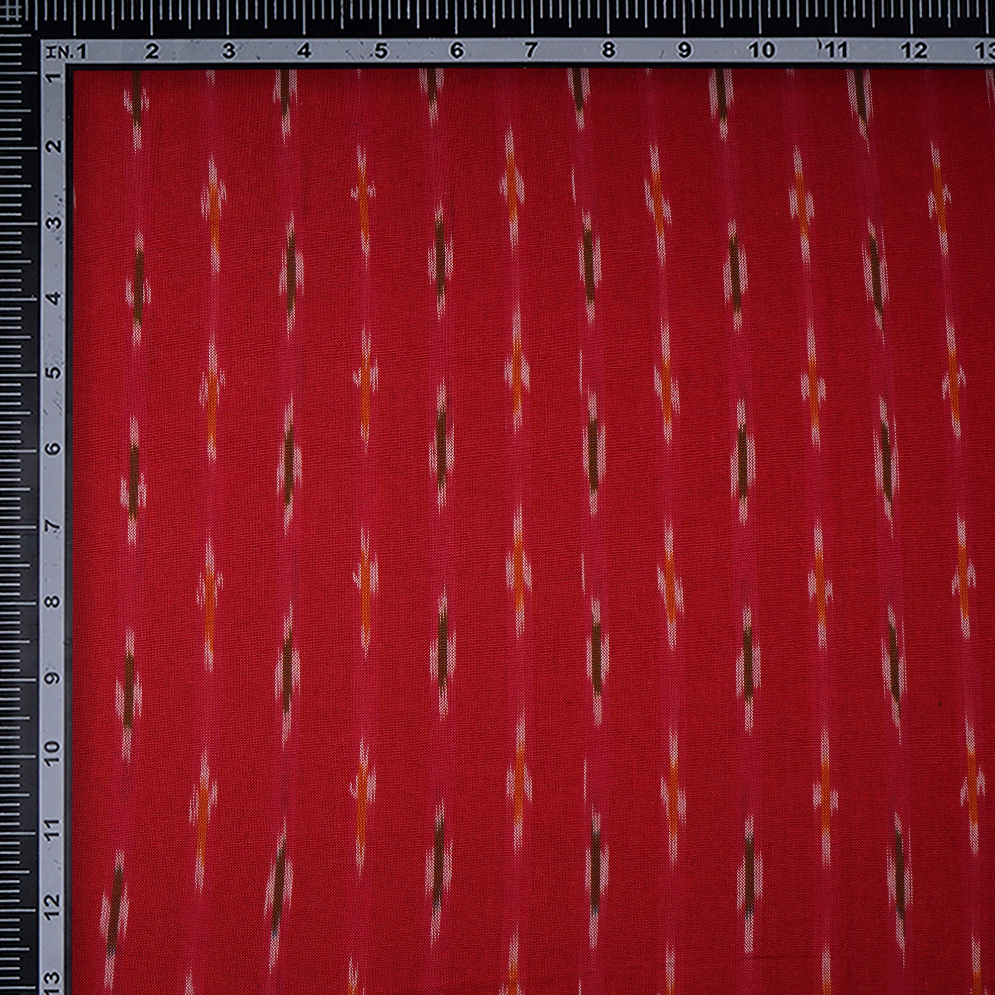 Red-White Washed Woven Ikat Cotton Fabric