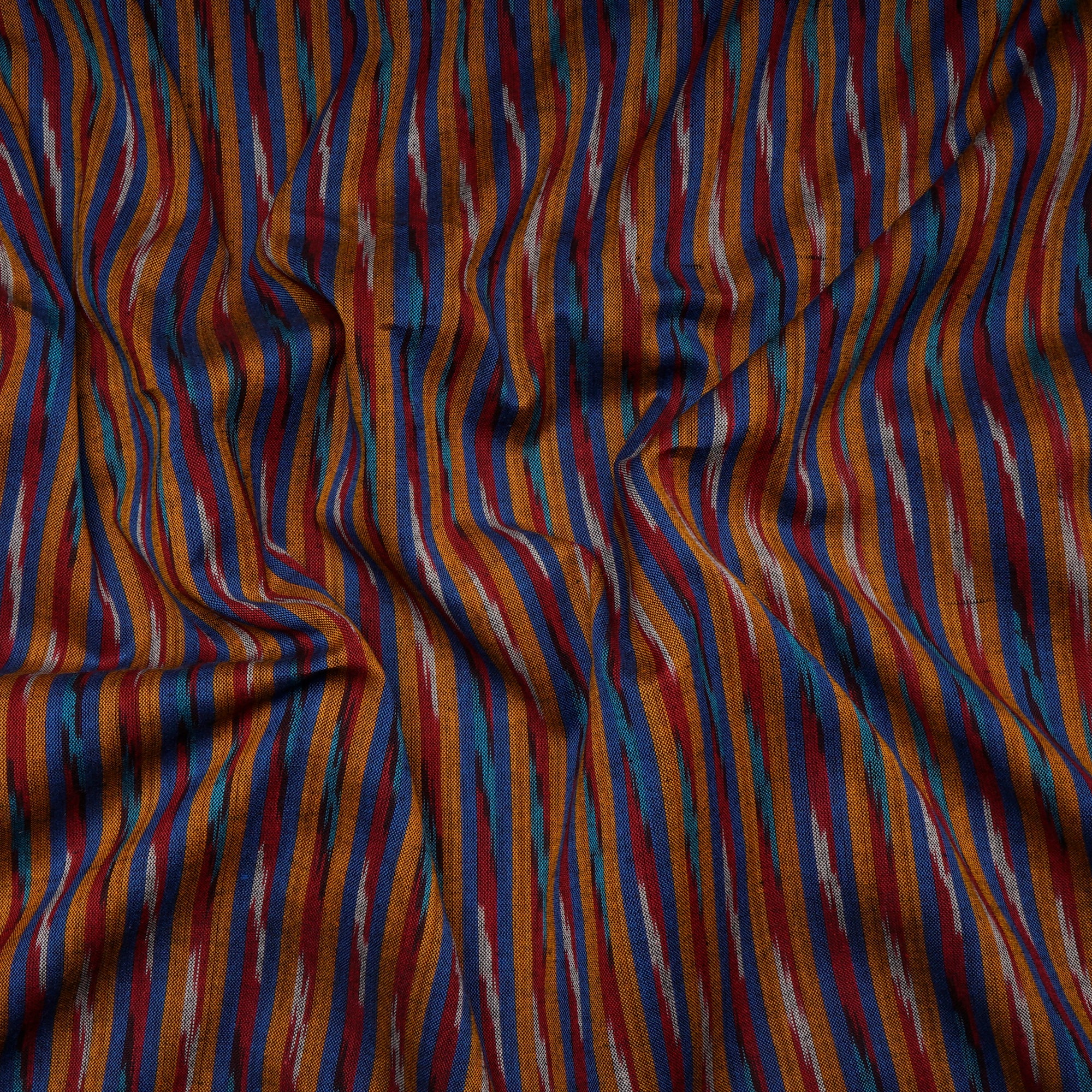 Multi Color Washed Woven Ikat Cotton Fabric