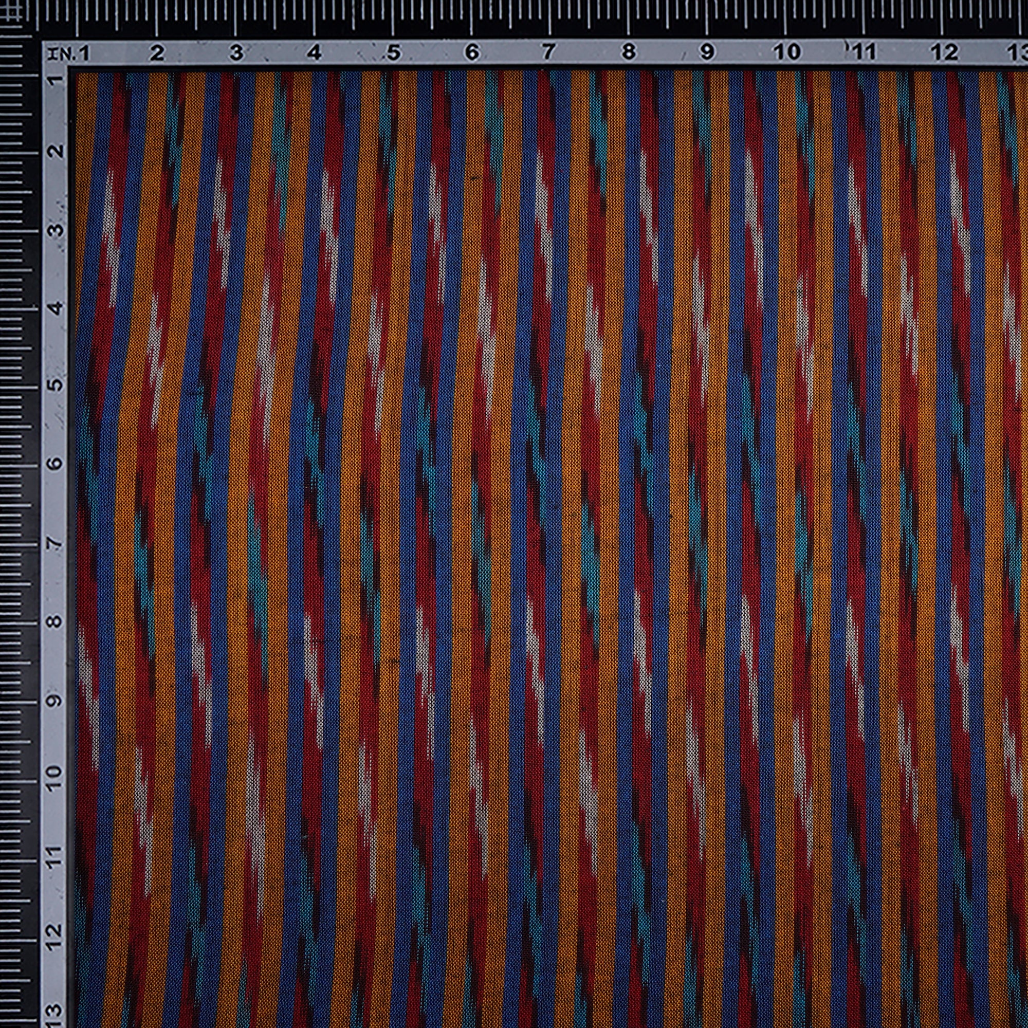 Multi Color Washed Woven Ikat Cotton Fabric