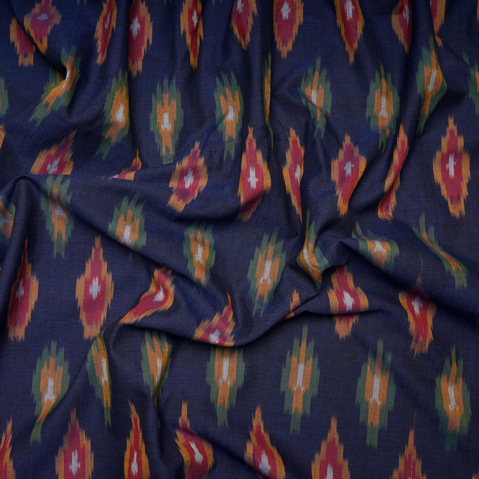 Multi Color 2/60 Washed Woven Ikat Cotton Fabric