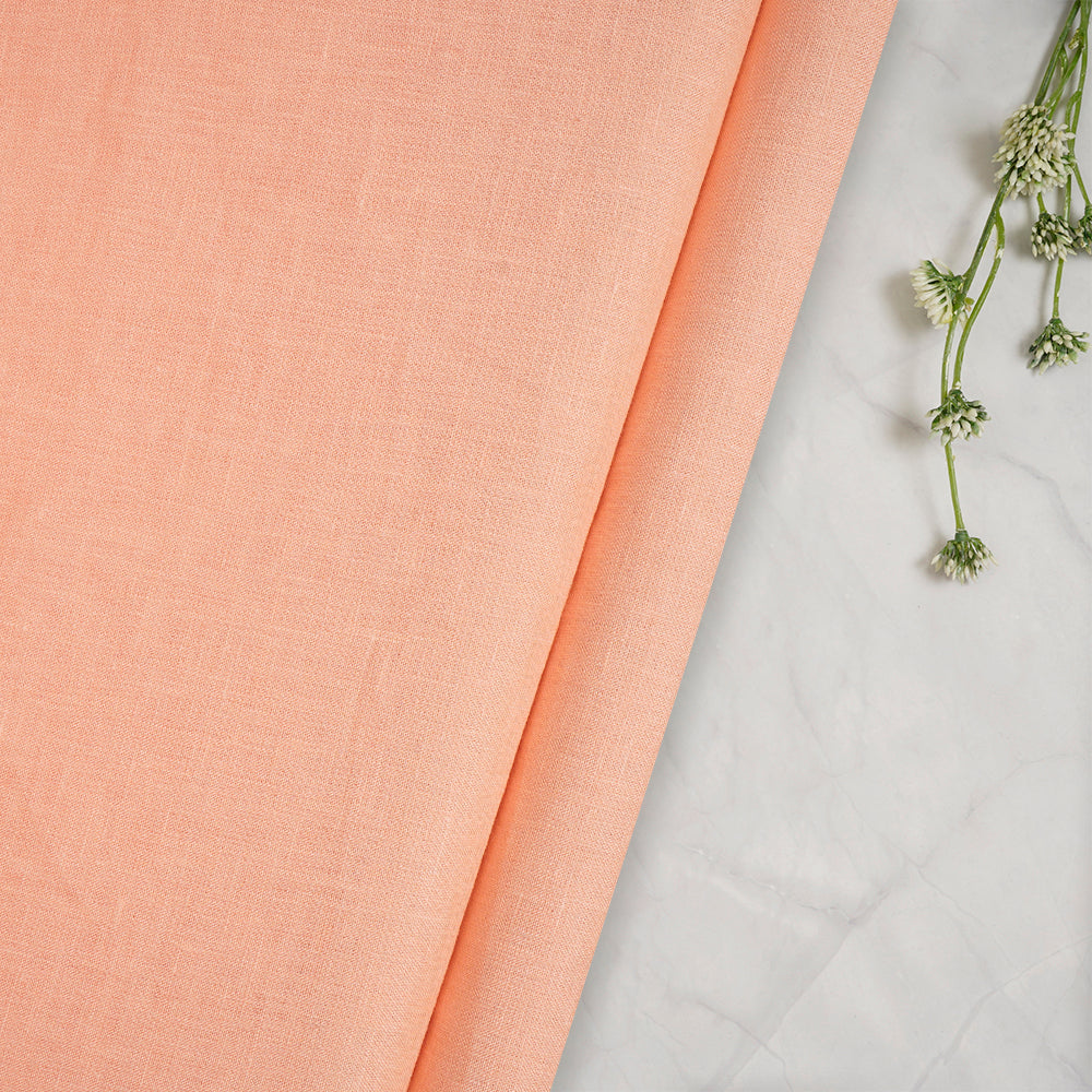Peach Puff Color Fine Plain 60'S Linen Fabric