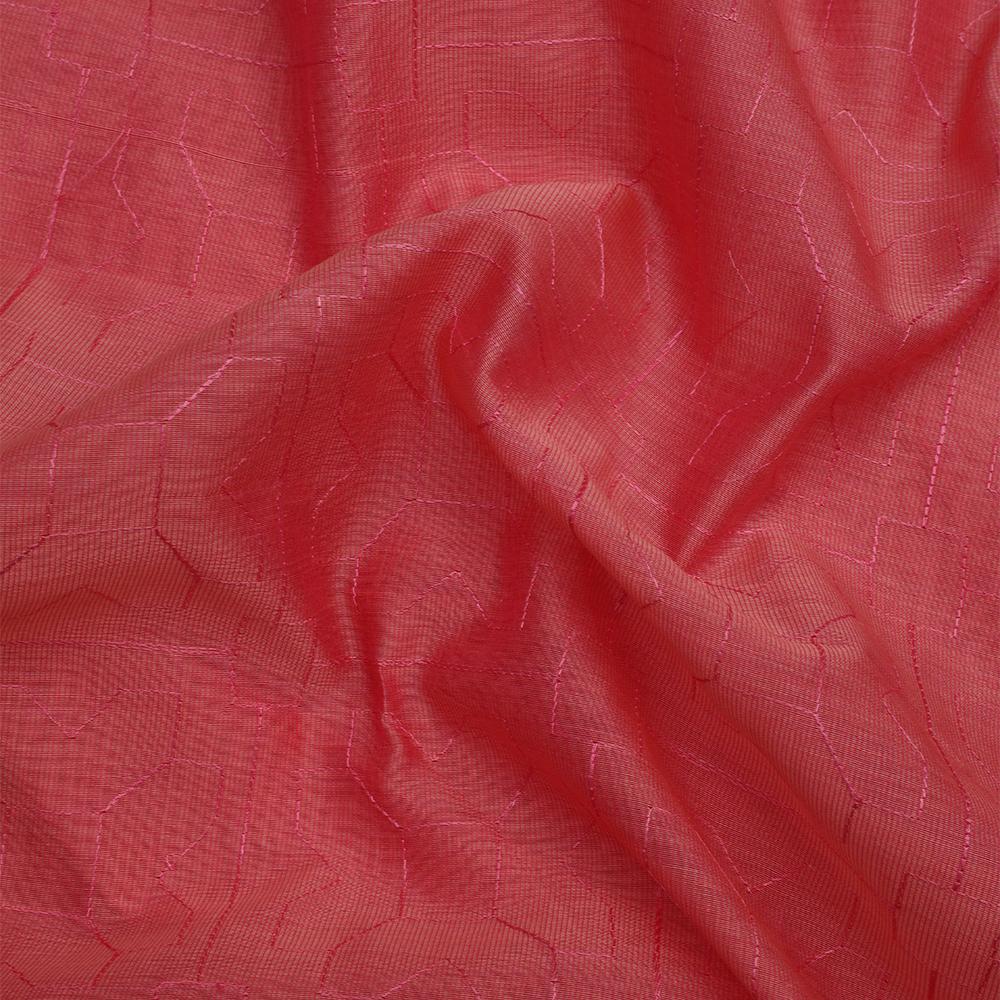Red Color Embroidered Fine Chanderi Fabric