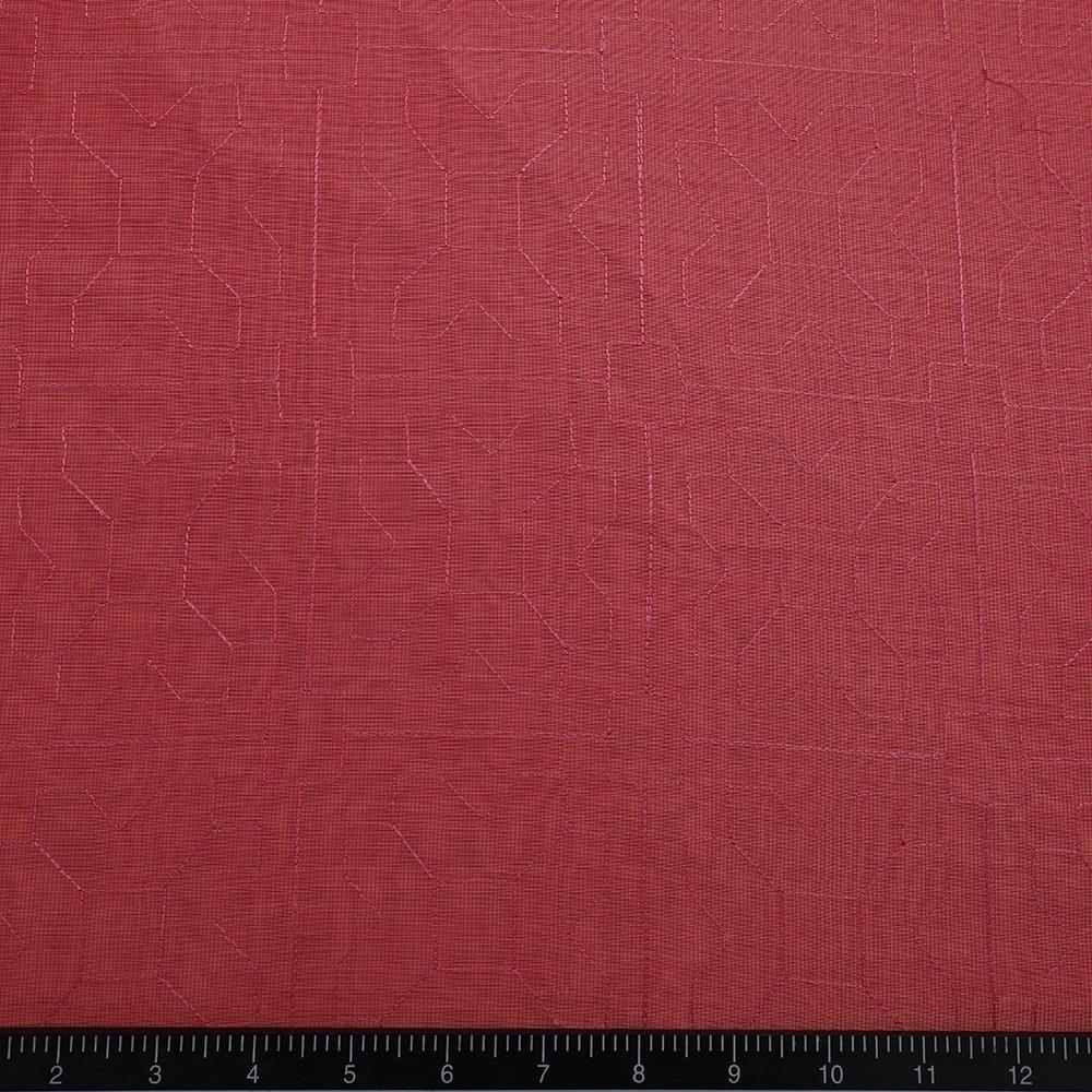 Red Color Embroidered Fine Chanderi Fabric