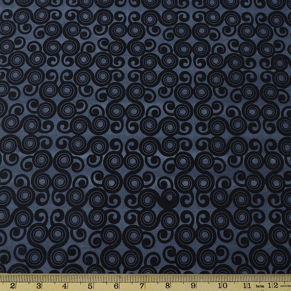 Black and Grey Color Printed Silk Fabric