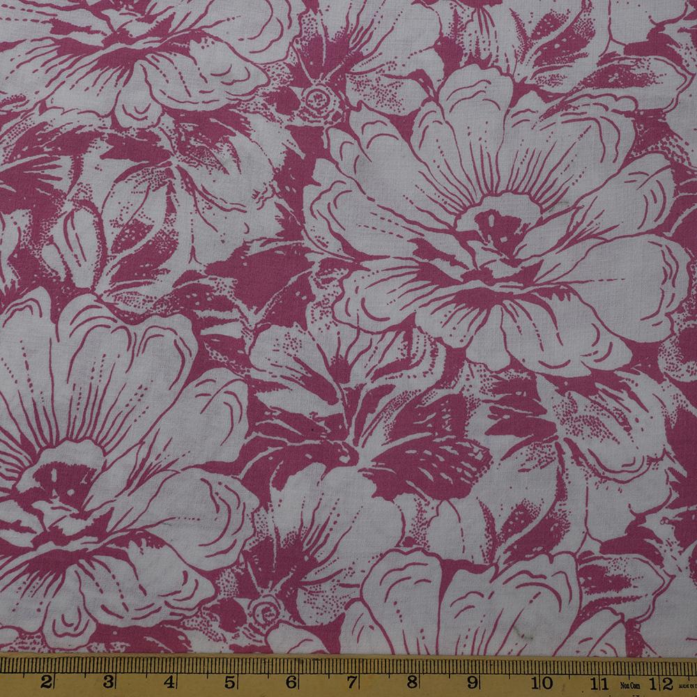 Pink Color Printed Flax Linen Fabric