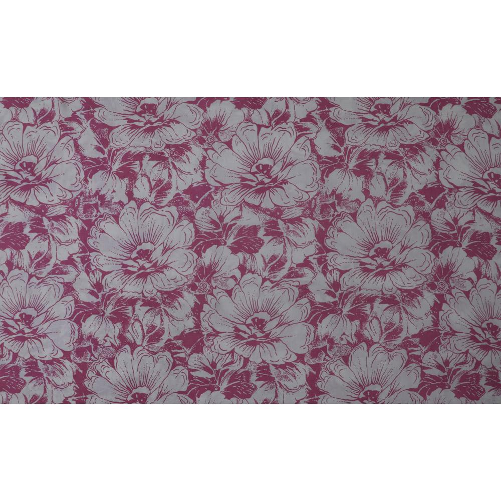 Pink Color Printed Flax Linen Fabric