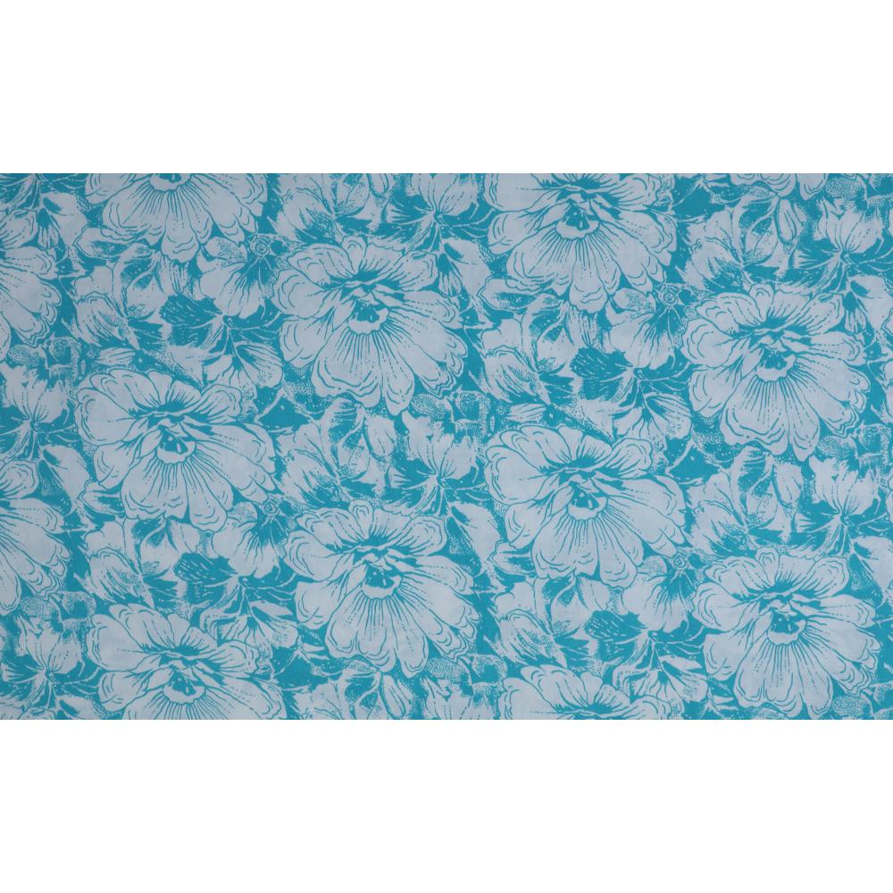 Sky Blue Color Printed Linen Fabric