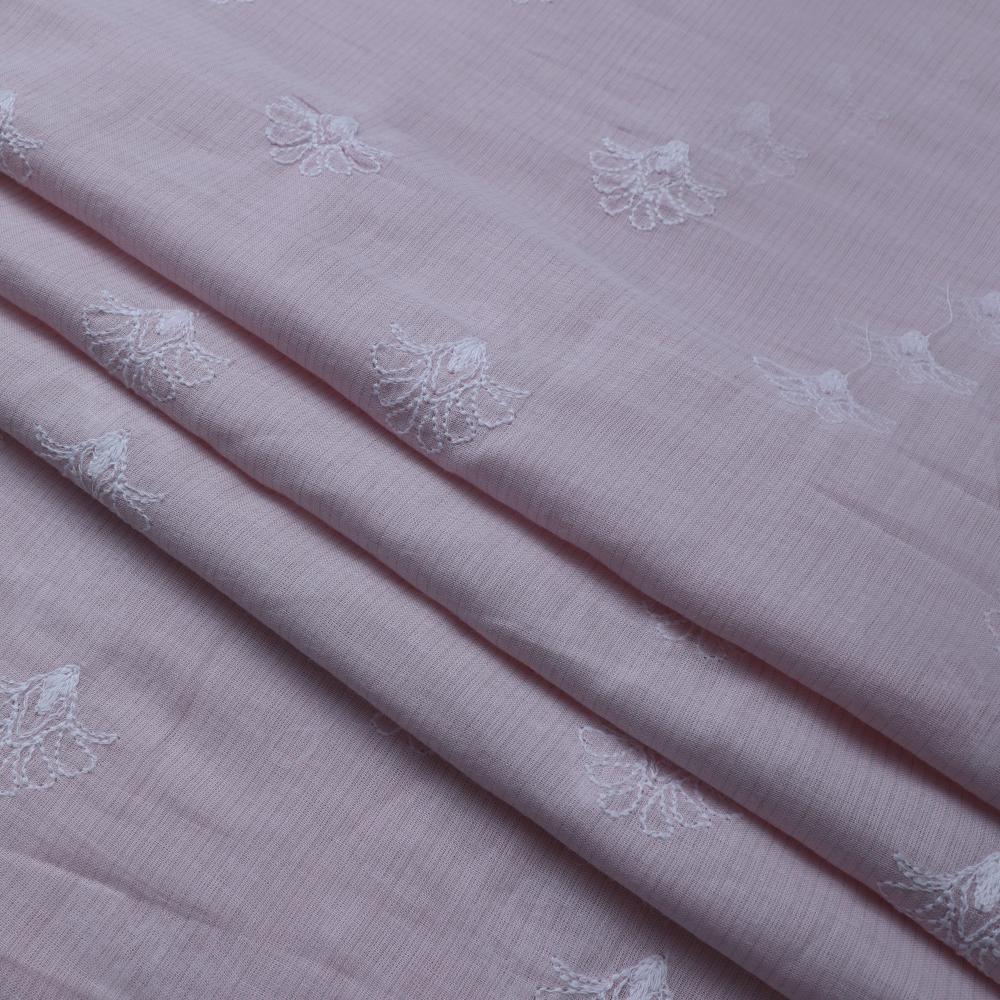 Light Pink Color Embroidered Cotton Voile Fabric