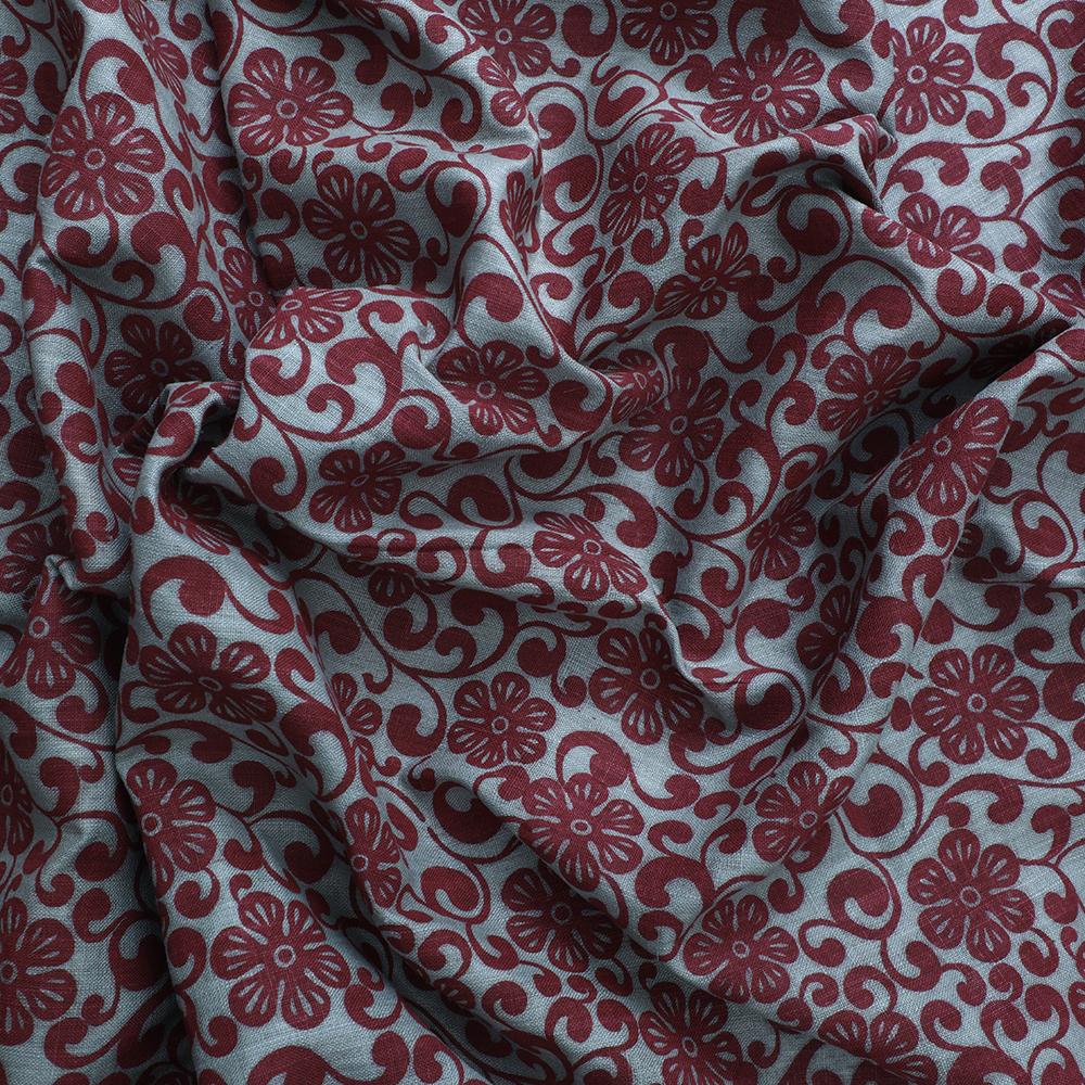 Maroon Color Printed Matka Silk Fabric