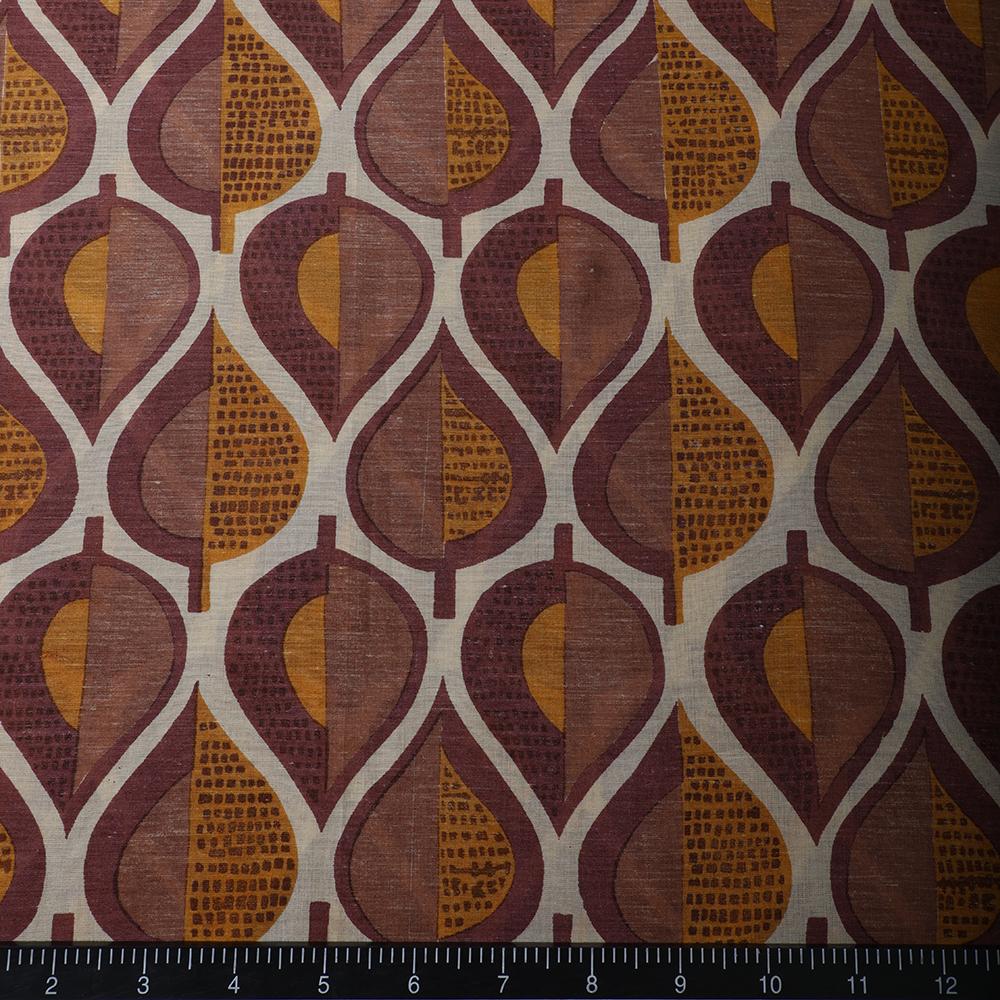 Dusty Rose-Mustard Color Printed Bemberg Modal Fabric