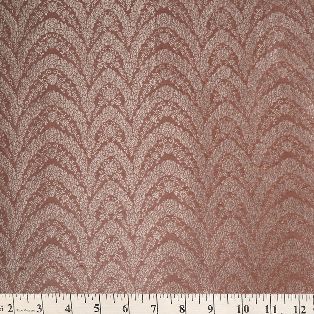 Toast Brown Color Handwoven Brocade Fabric
