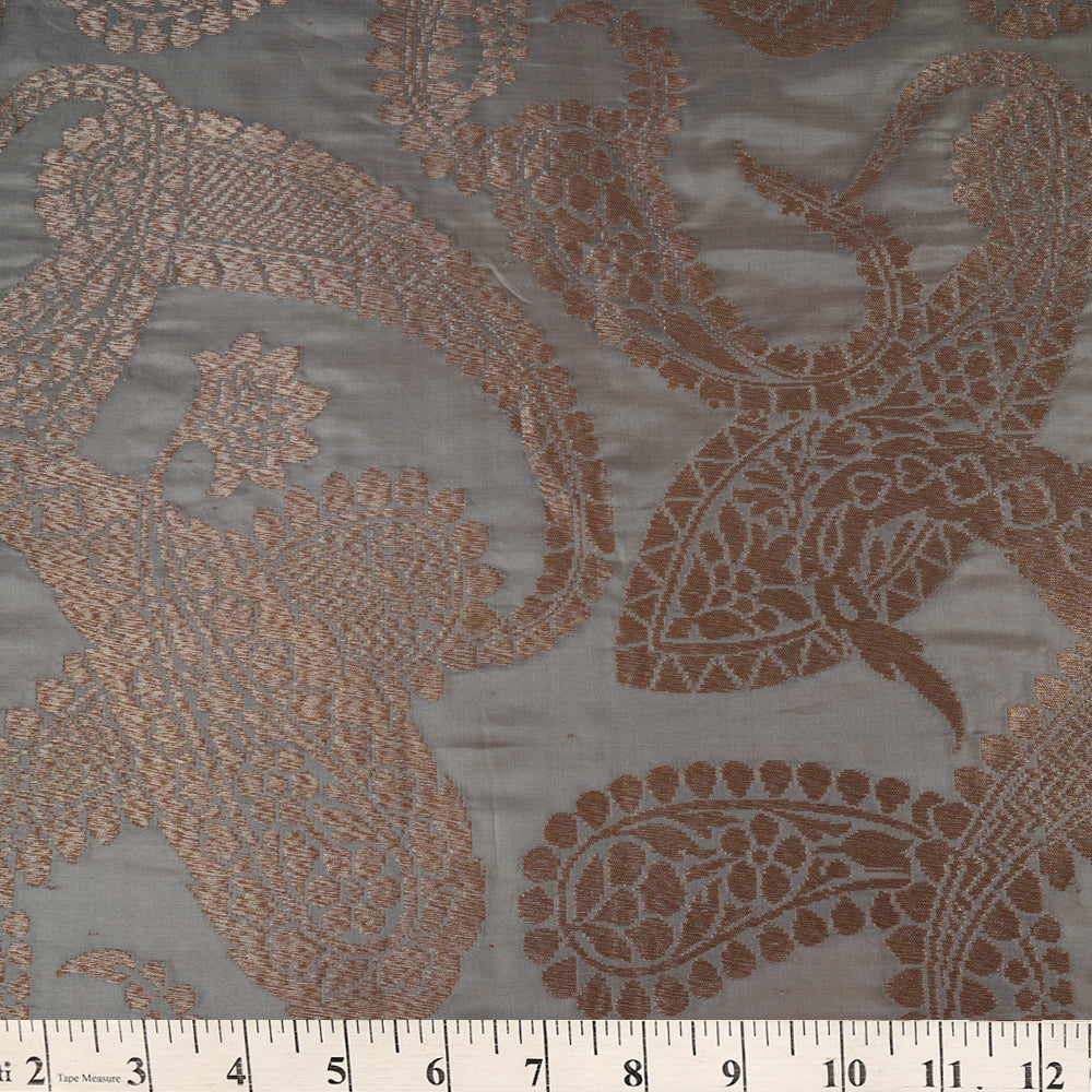 Sage Green-Golden Color Brocade Silk Fabric